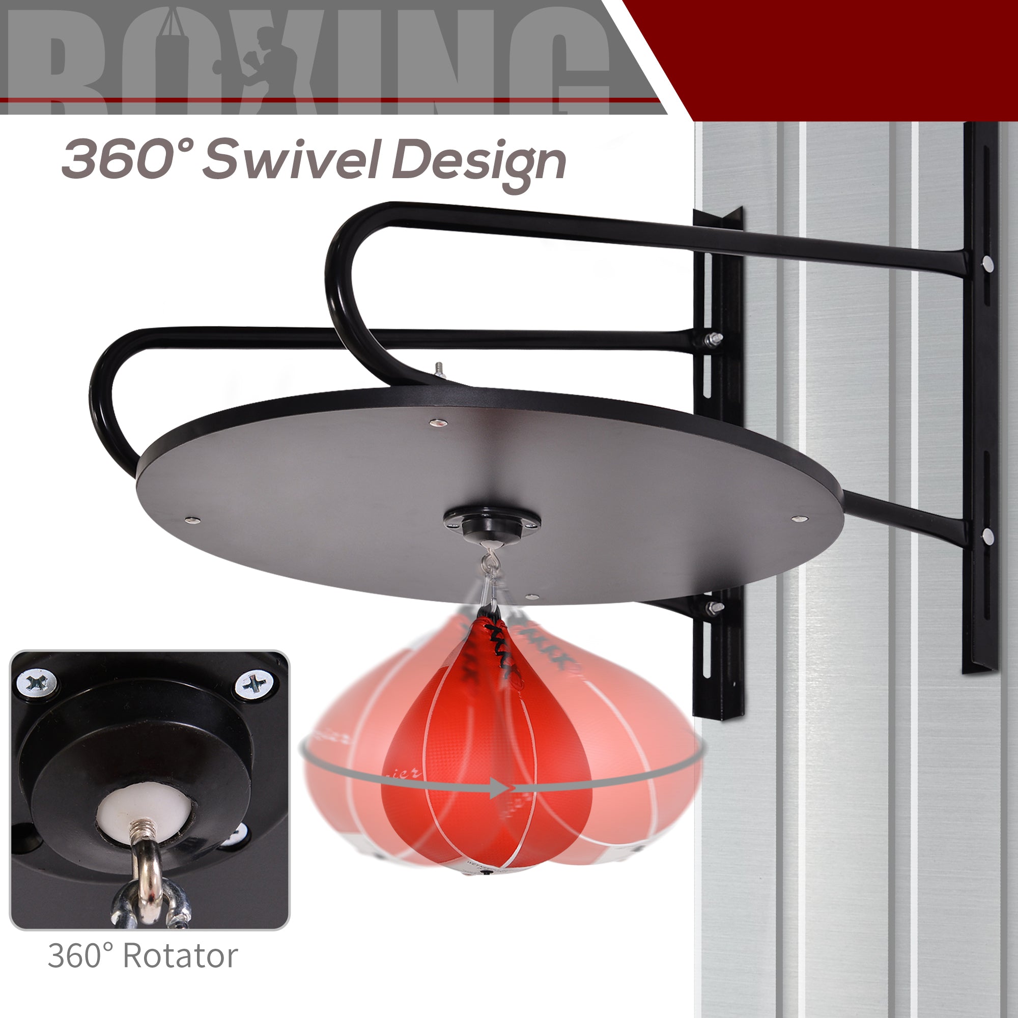 Wall-mounted Speed Bag Boxing Platform with Adjustable Height More-Strength Training Equipment   at Gallery Canada