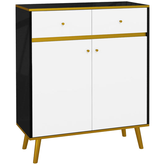 Accent Cabinet, Modern Buffet Sideboard with High Gloss Doors, Drawers and Pine Wood Legs for Living Room, White Bar Cabinets Multi Colour  at Gallery Canada