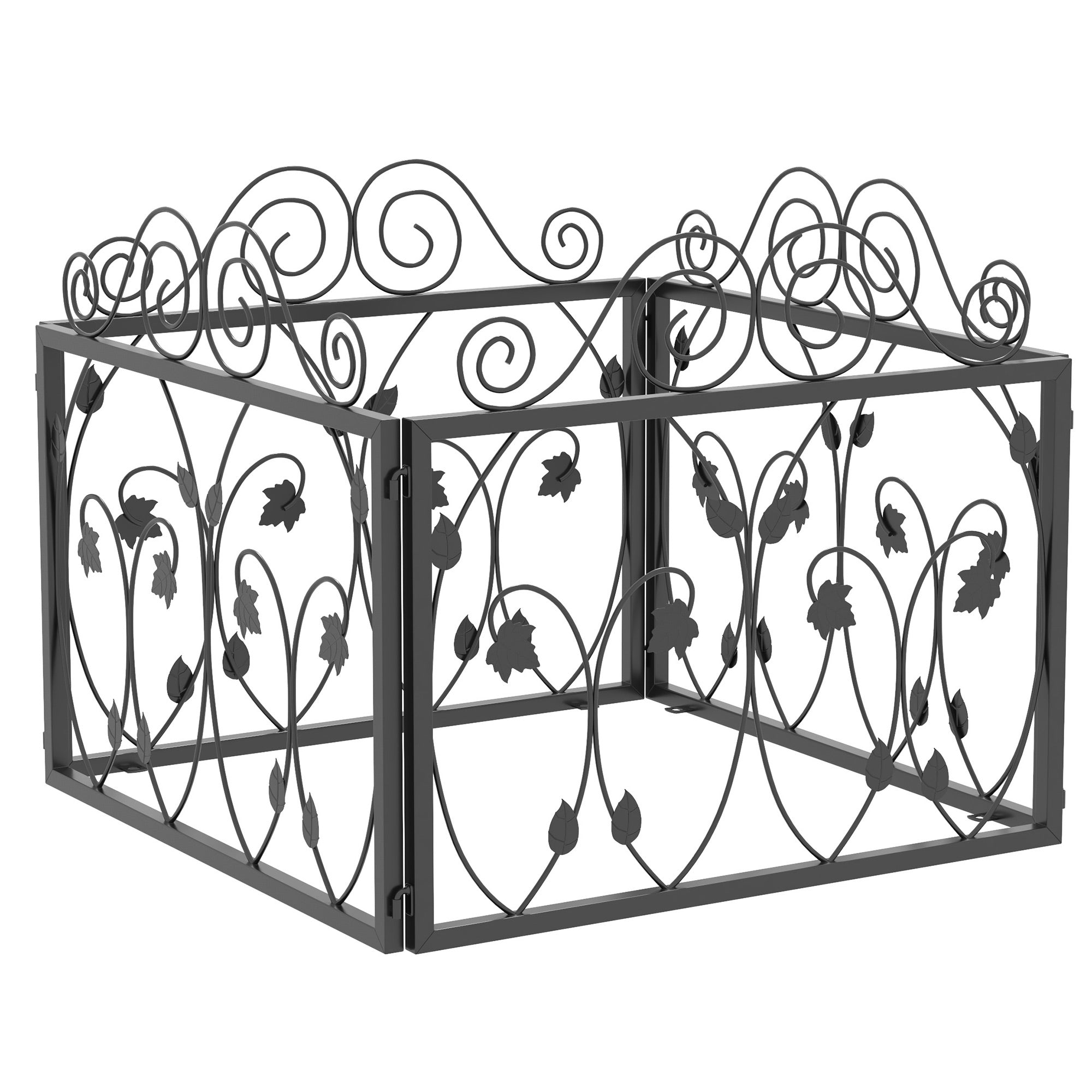 4 Pack Garden Fence, Metal Wire Fencing Border, Scroll Flower Edging Animal Barrier for Landscape, Backyard, Black Garden Fences at Gallery Canada