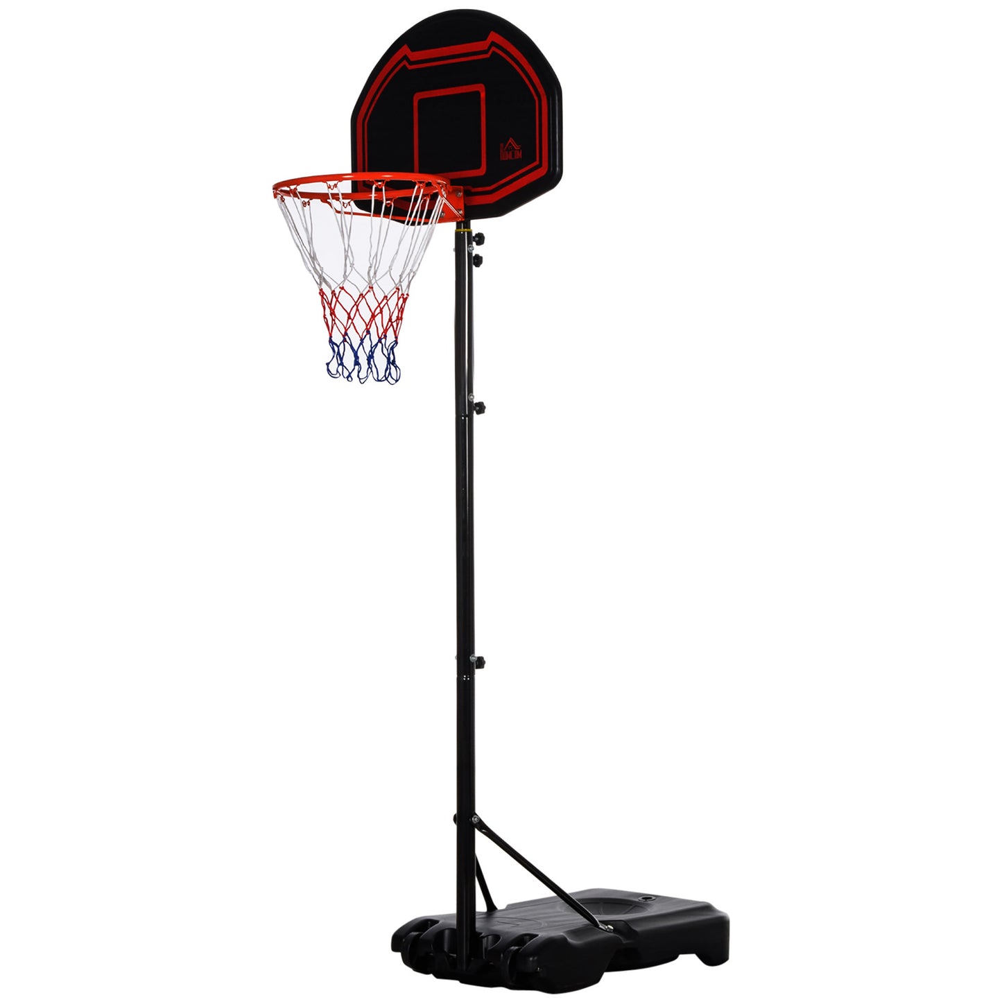 7-8.5ft Basketball Hoop, Freestanding Basketball System with 27.5" Shatterproof Backboard and Wheels, Black Basketball   at Gallery Canada