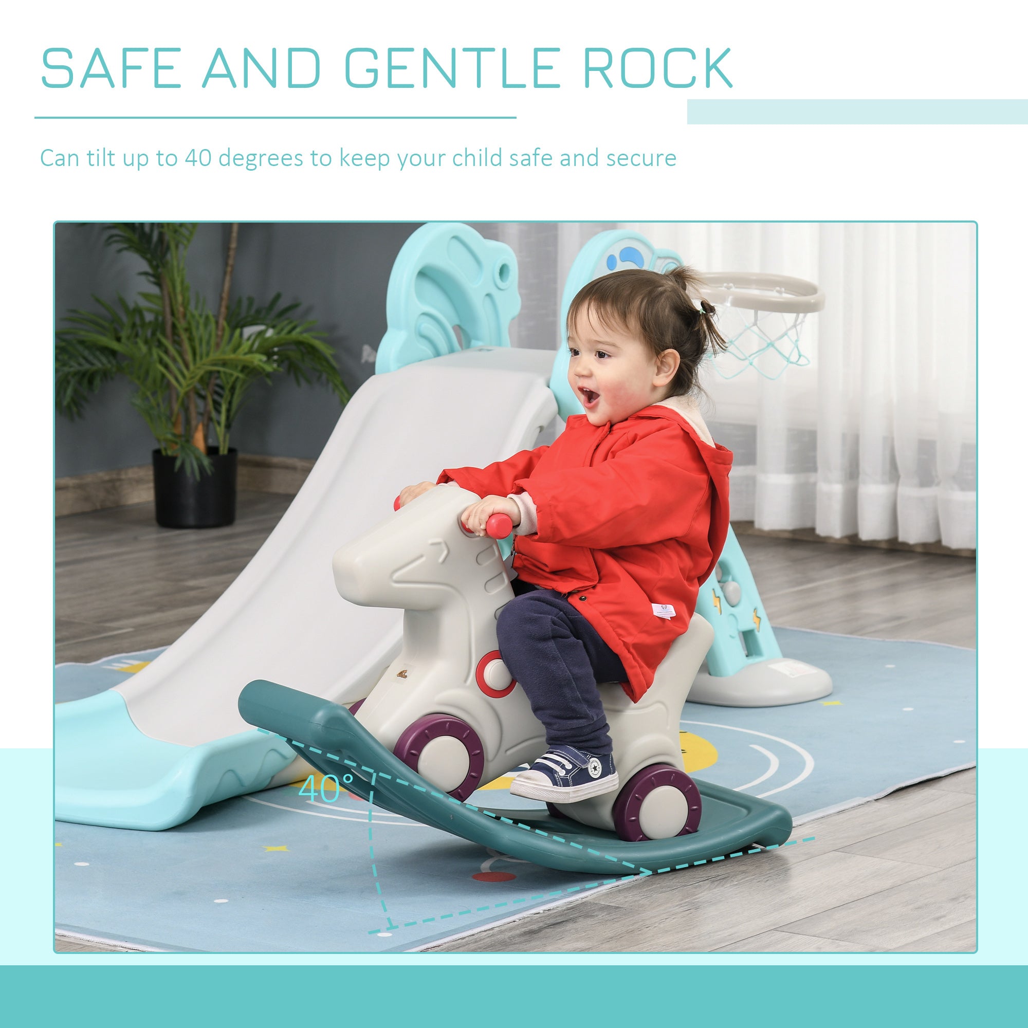 Rocking Horse 2 in 1 Ride on Toys and Sliding Car for Kids Baby Rocker Roller Toddler Playset Indoor Outdoor 1-4 Years Old Rocking Horses at Gallery Canada
