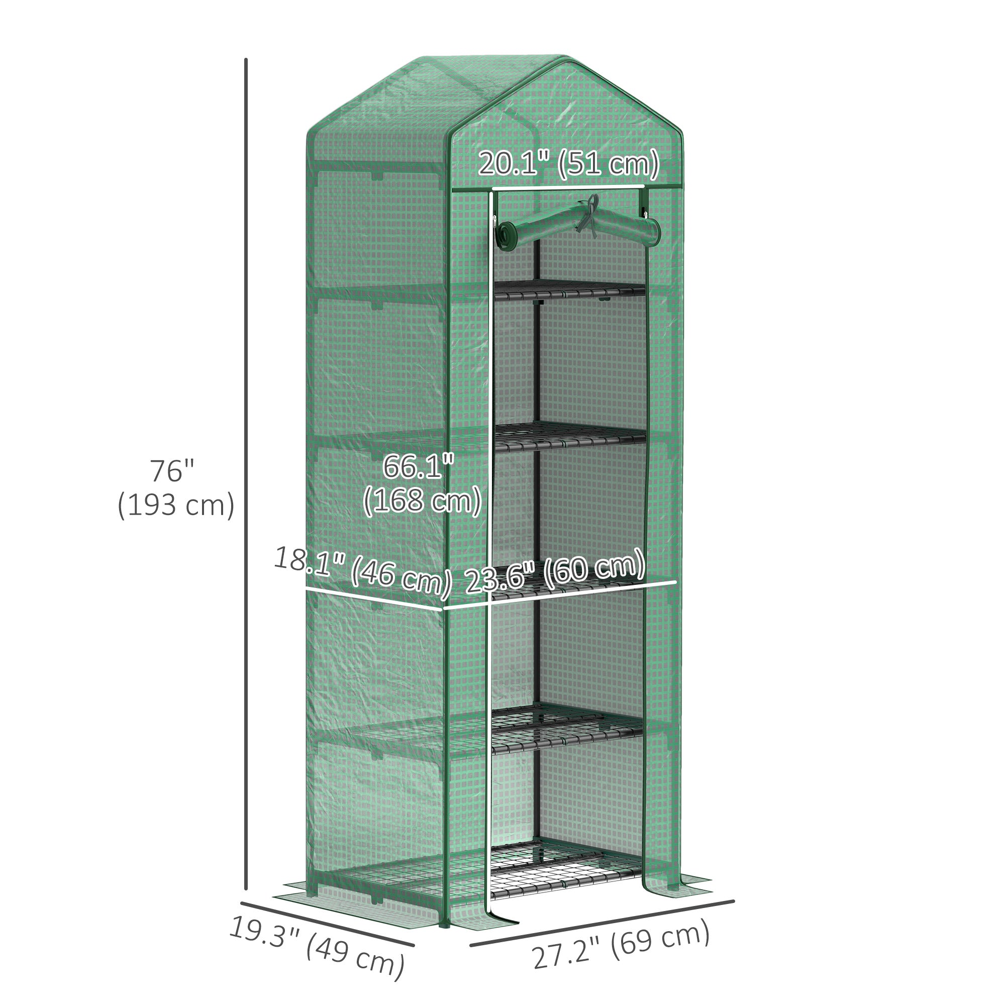 5 Tier Mini Greenhouse, Portable Outdoor Flower Stand with Shelf Clips, Indoor Greenhouse with Steel Frame, Transparent, 27.25