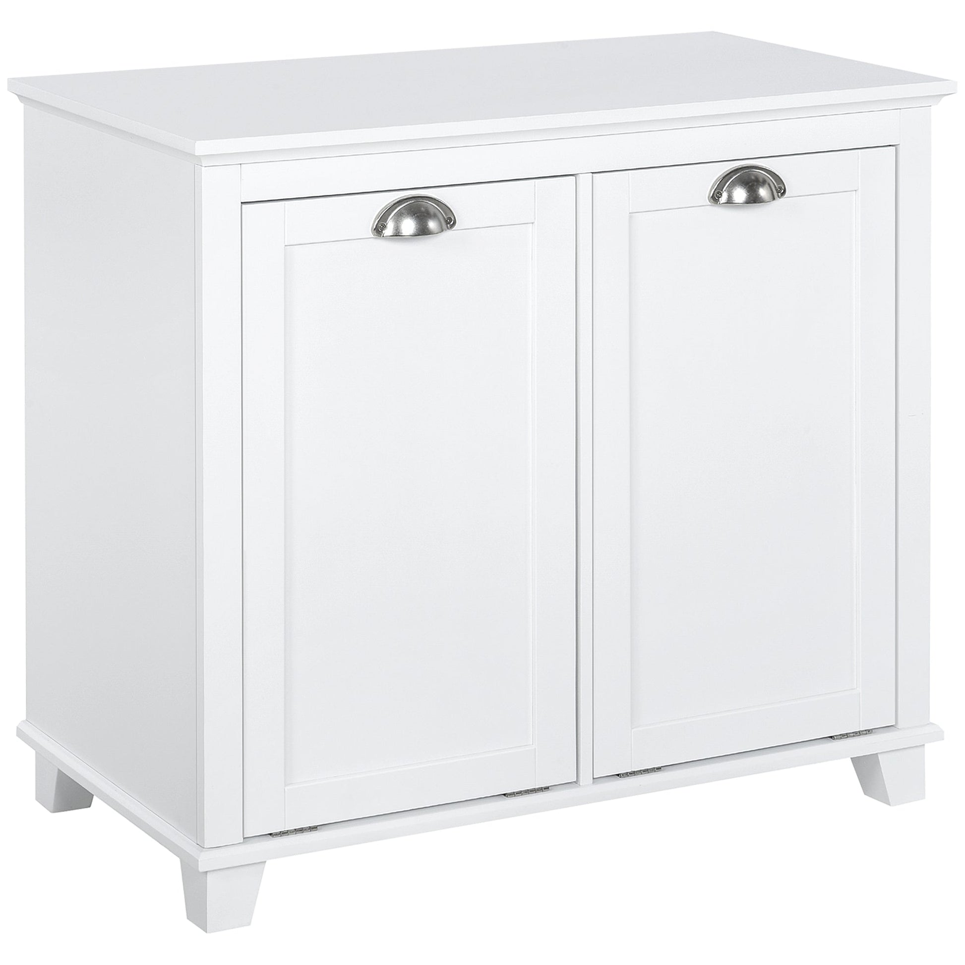 Tilt-Out Laundry Storage Cabinet, Bathroom Storage Organizer with Two-Compartment Tilt Out Hamper, White Bathroom Cabinets White  at Gallery Canada