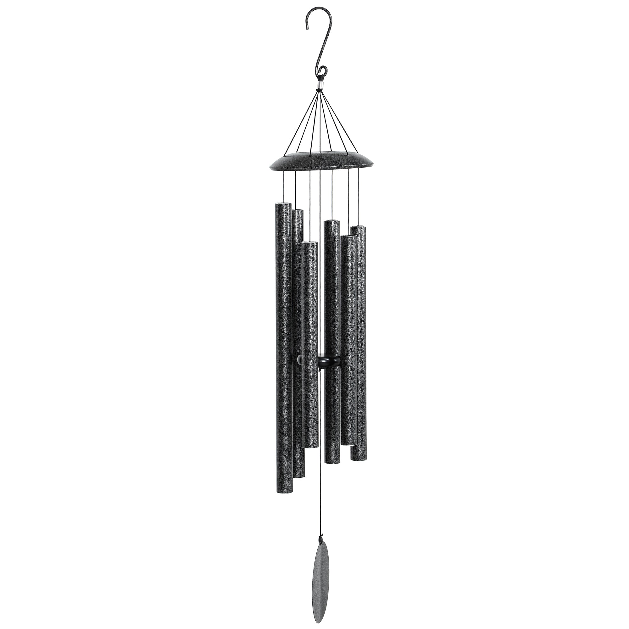 45" Wind Chimes Outdoor Deep Tone Wind Chime with 6 Aluminum Tubes and Hook for Patio, Yard, Garden Decor, Dark Grey Garden Decor Dark Grey at Gallery Canada