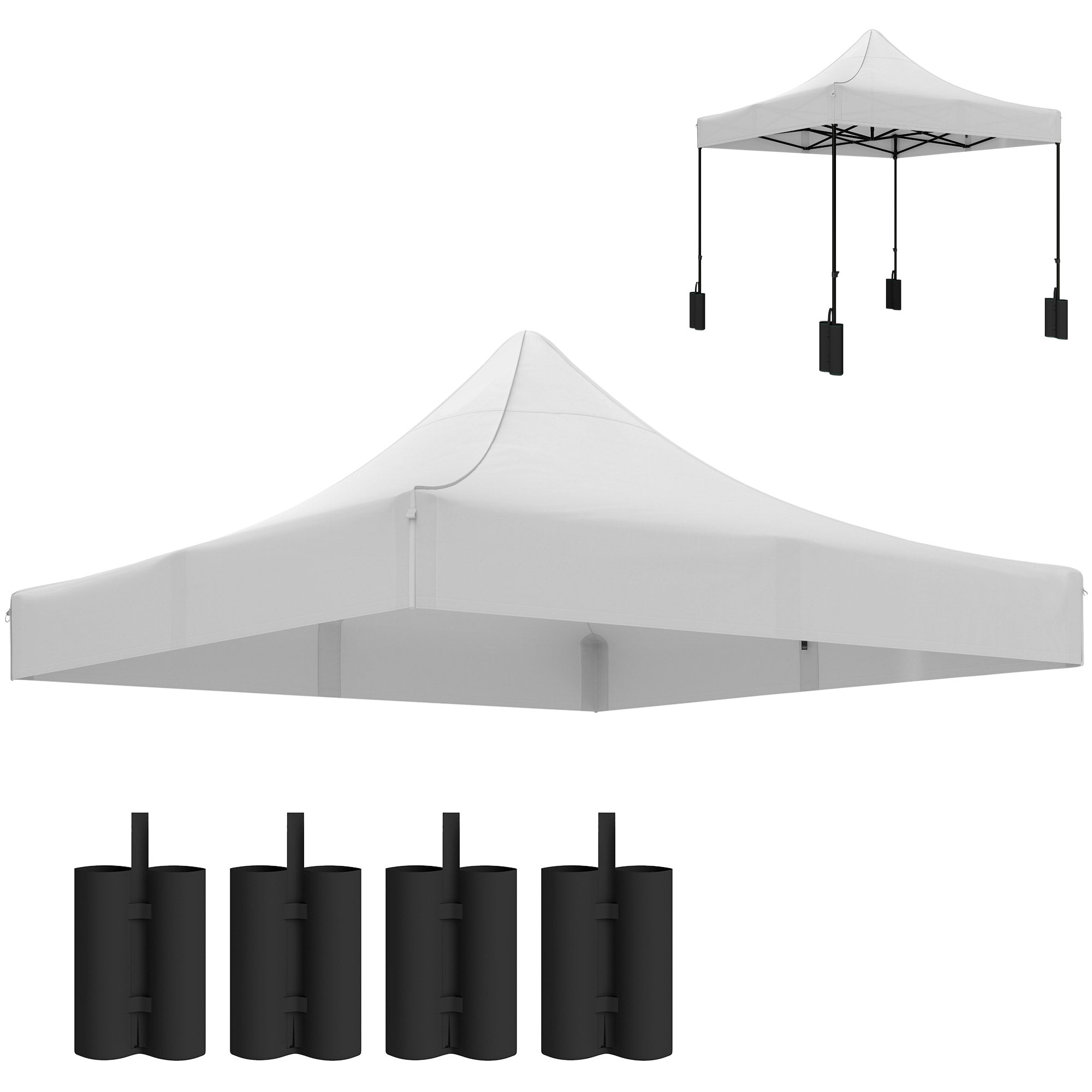 10' x 10' Replacement Canopy Top for Pop Up Canopy Tent with 4 Sand Bags, UPF50+ Protection, White Gazebo Canopy Replacement at Gallery Canada
