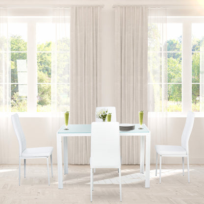 5-Piece Glass Dining Table Set with Metal Frame and Faux Leather Chairs, White Bar Sets   at Gallery Canada