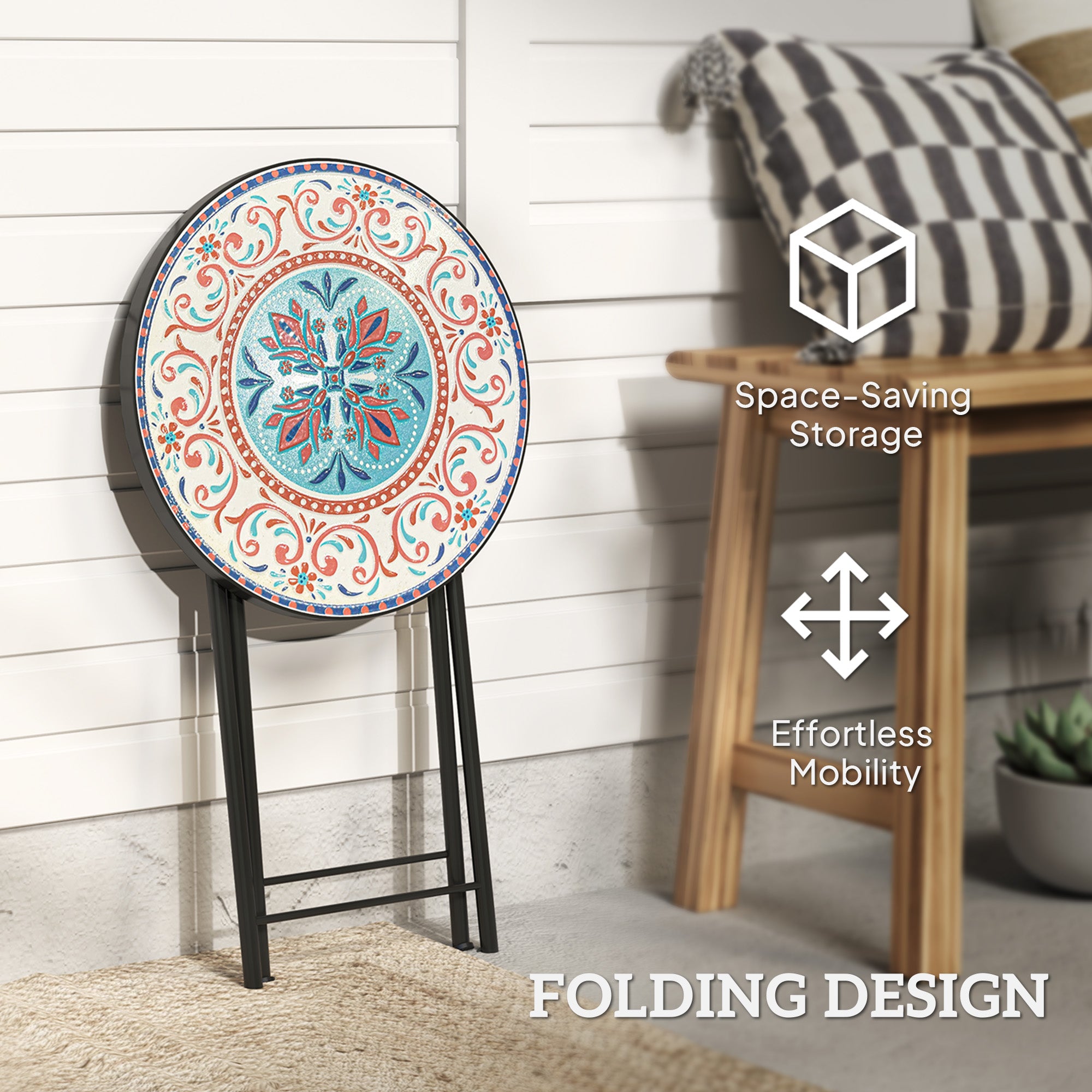 Mosaic Outdoor Patio Side Table, 14