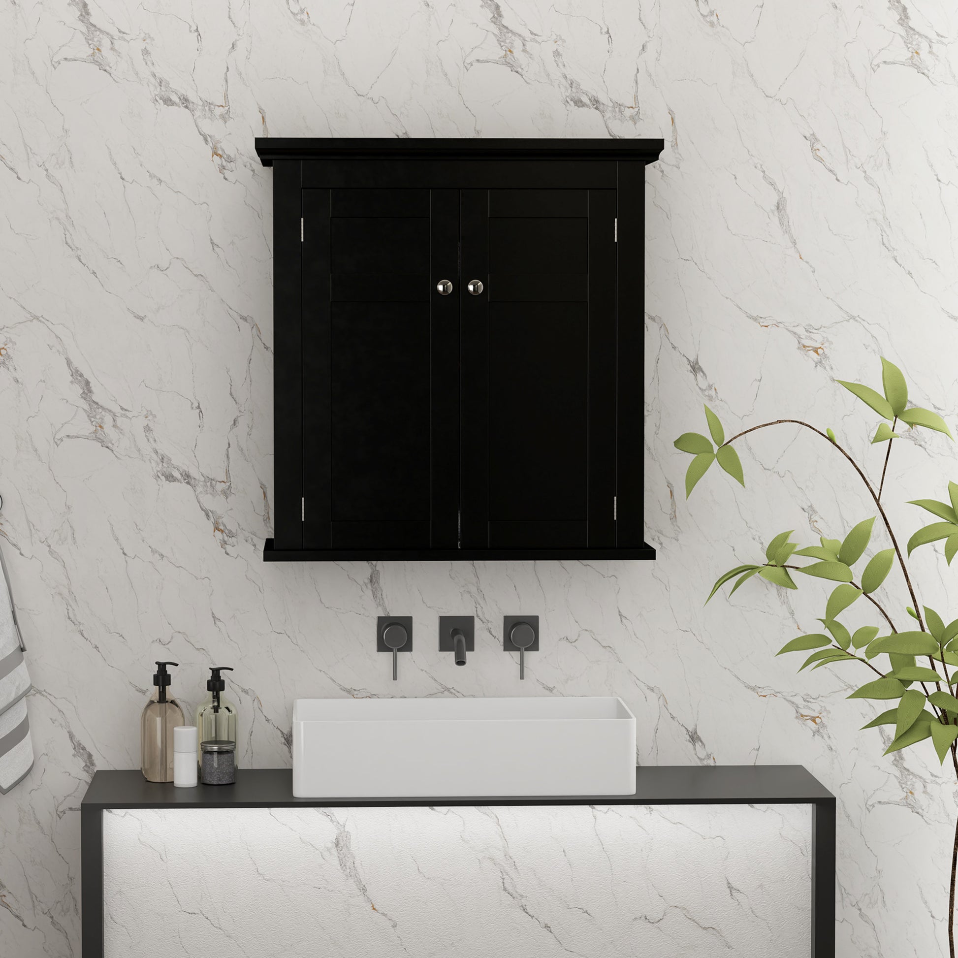 Bathroom Cabinet, Medicine Cabinet, Over Toilet Storage Cabinet with Adjustable Shelves for Entryway, Black Bathroom Cabinets at Gallery Canada