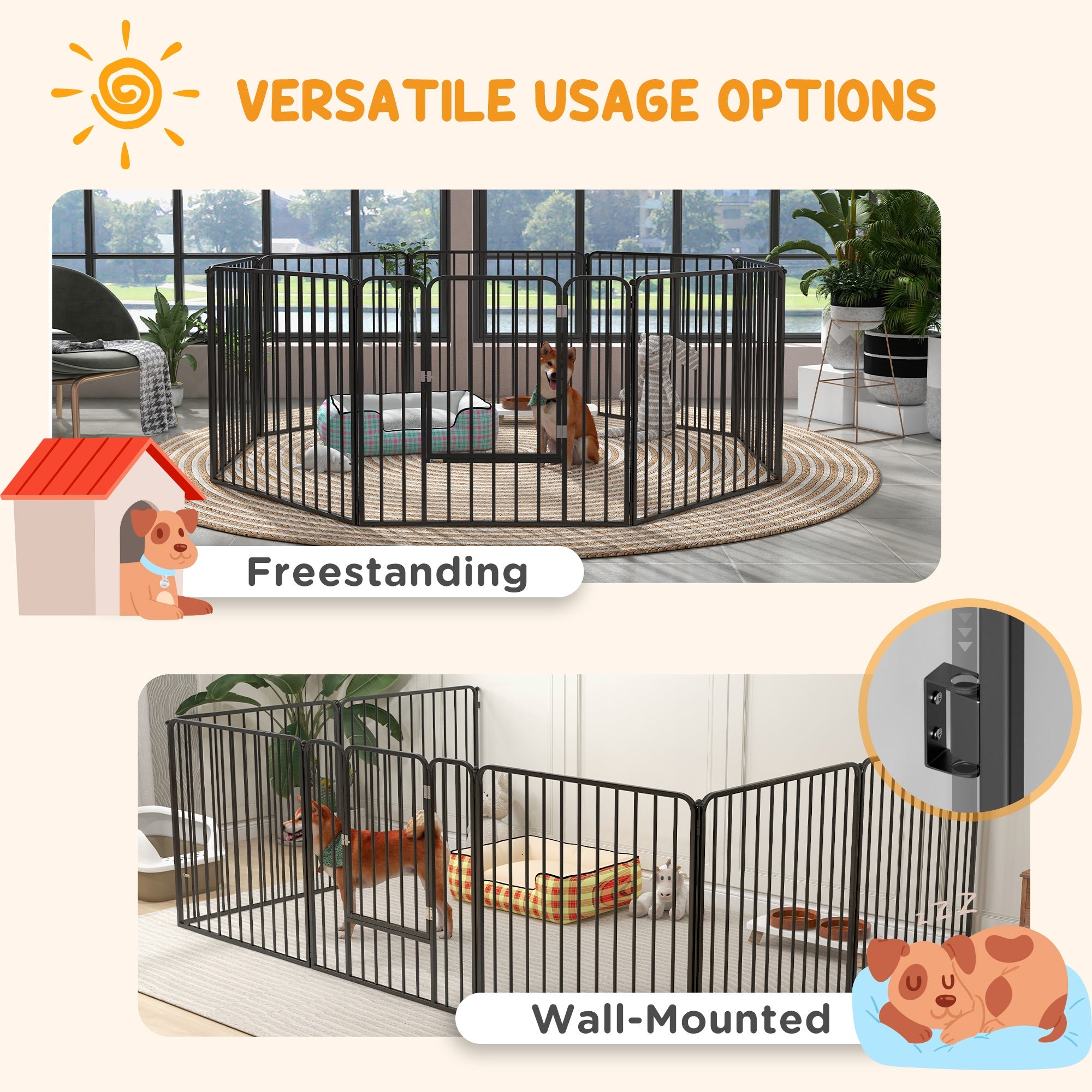 Dog Fence Outdoor 8 Panels 31.5