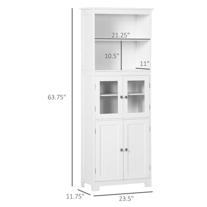 63" Small Buffet with Hutch, 4-Door Kitchen Pantry, Freestanding Storage Cabinet with Adjustable Shelf for Dining Room, Living Room, White Kitchen Pantry Cabinets   at Gallery Canada