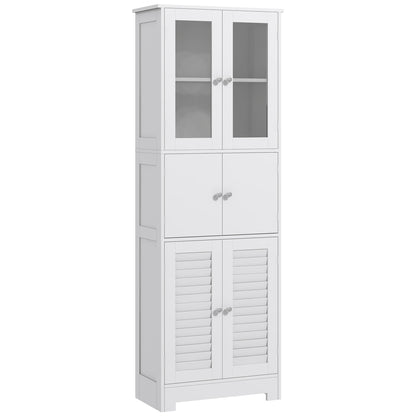 Freestanding Bathroom Cabinet with Glass/Louvred Doors, Tall Bathroom Cupboard for Kitchen, Study, Living Room Bathroom Cabinets   at Gallery Canada