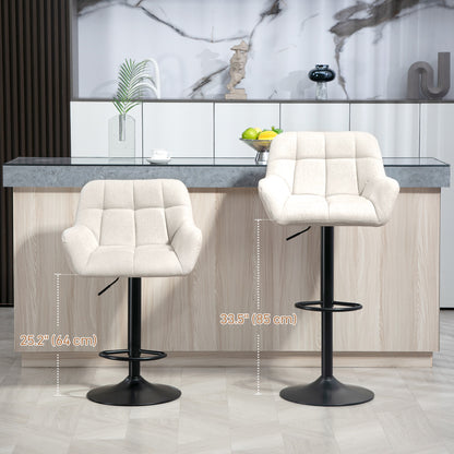 Swivel Barstools Set of 2 Adjustable Bar Stools with Footrest Armrests and PU Leather Back for Dining Room Cream White Bar Stools   at Gallery Canada