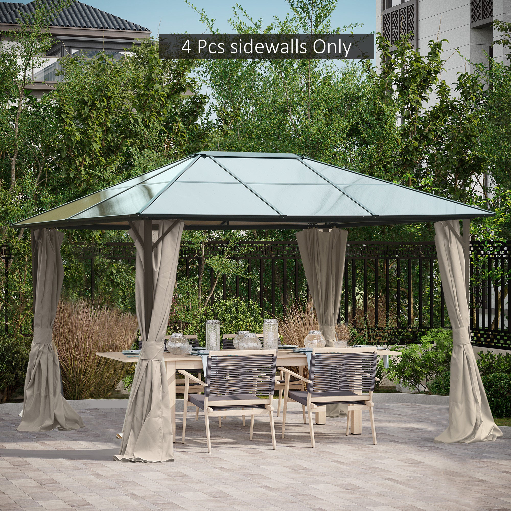 10' x 12' Universal Gazebo Sidewall Set with 4 Panels, Hooks/C-Rings Included for Pergolas &; Cabanas, Beige Gazebo Sidewalls at Gallery Canada