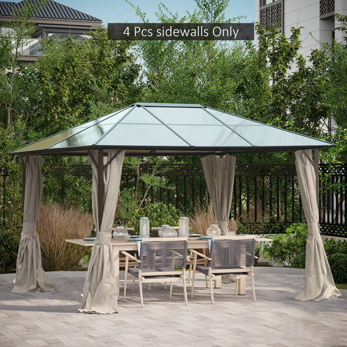10' x 12' Universal Gazebo Sidewall Set with 4 Panels, Hooks/C-Rings Included for Pergolas &; Cabanas, Beige
