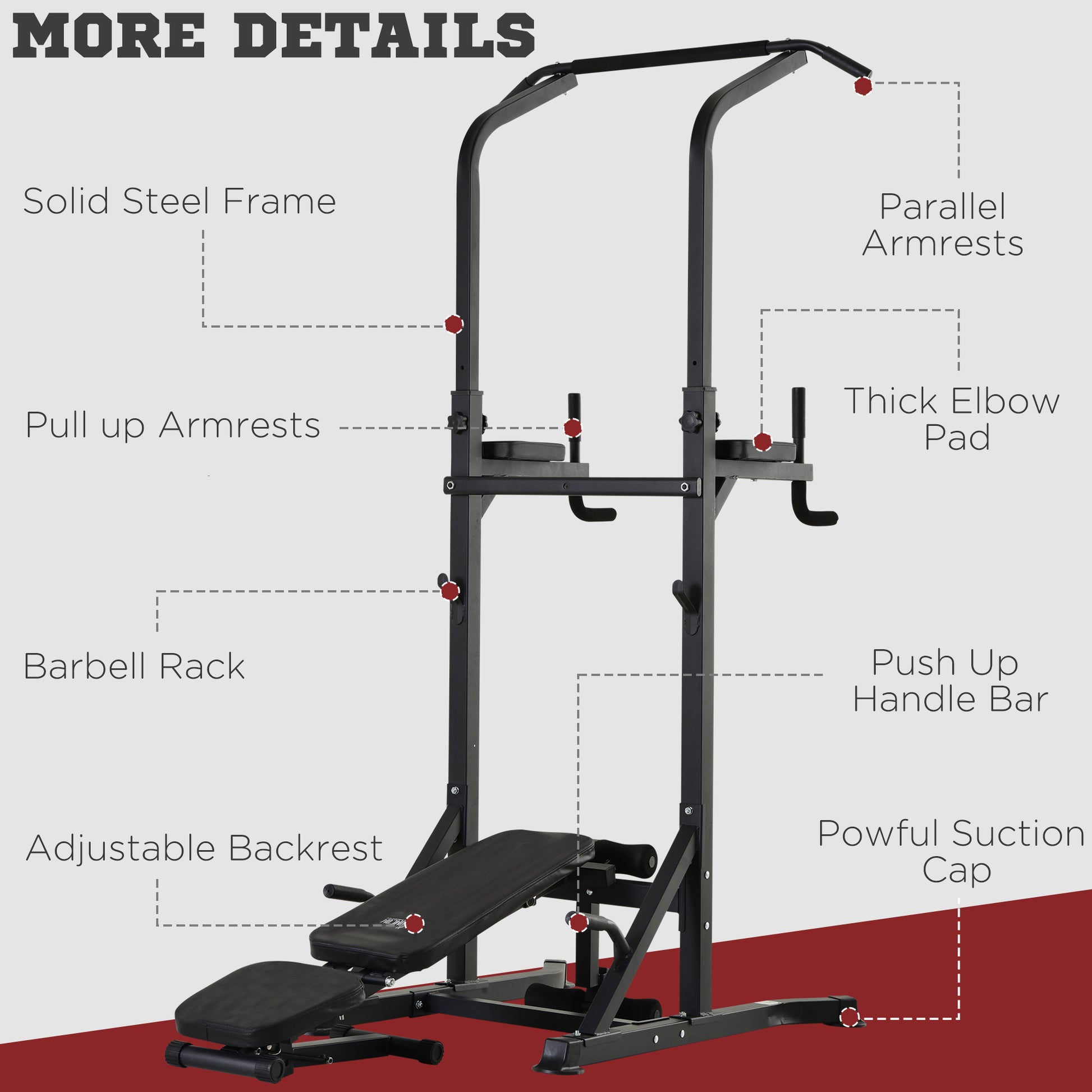 Foldable Power Tower Pull Up Dip Station with Adjustable Weight Bench for Home Gym Strength Training Fitness Power Towers   at Gallery Canada