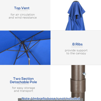 6.5x10ft Patio Umbrella, Rectangle Market Umbrella with Aluminum Frame and Crank Handle, Garden Parasol Outdoor Sunshade Canopy, Dark Blue Sun Umbrellas   at Gallery Canada