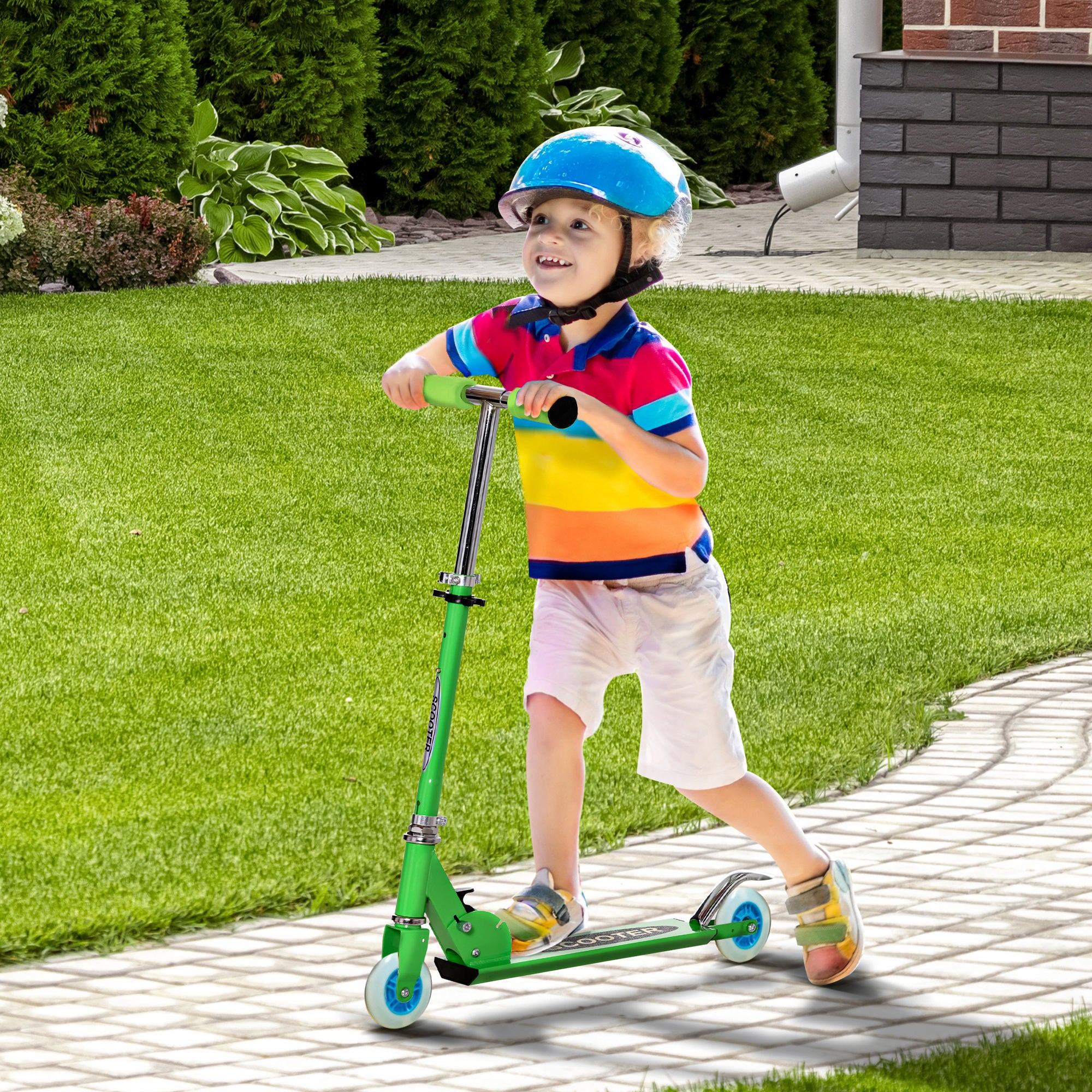 Snow Scooter, 2 in 1 Design Adjustable Height Scooter Snow Sled for Kids Aged Over 7 Years Old, Kids Sled Ski Scooter with Wheels Blades, Green Snow Scooters at Gallery Canada