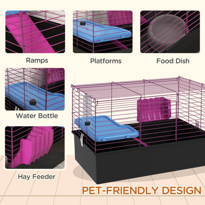 18.5" Small Animal Cage with Water Bottle, Food Dish, Platform, Ramp, Black Houses & Habitats   at Gallery Canada