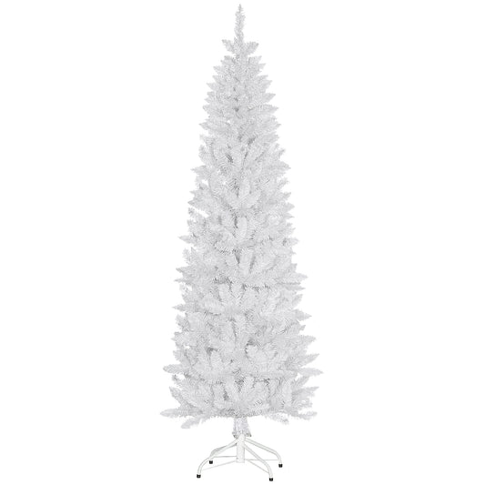 7ft Tall Pencil Artificial Christmas Tree with 687 Branch Tips with Steel Base, White Pencil Christmas Trees   at Gallery Canada