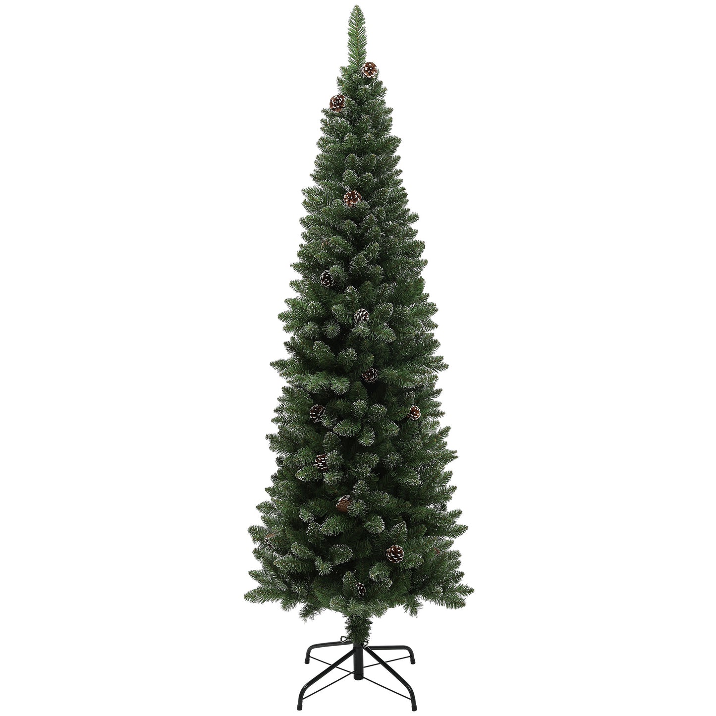 6ft Artificial Pencil Christmas Tree with 618 Branches, Pinecones, Metal Stand, Realistic Xmas Tree for Home Pencil Christmas Trees at Gallery Canada