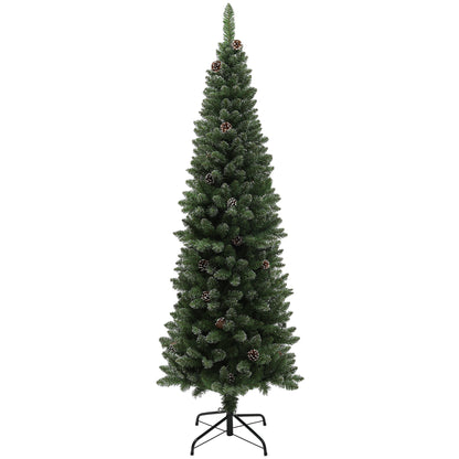 6ft Artificial Pencil Christmas Tree with 618 Branches, Pinecones, Metal Stand, Realistic Xmas Tree for Home Pencil Christmas Trees at Gallery Canada