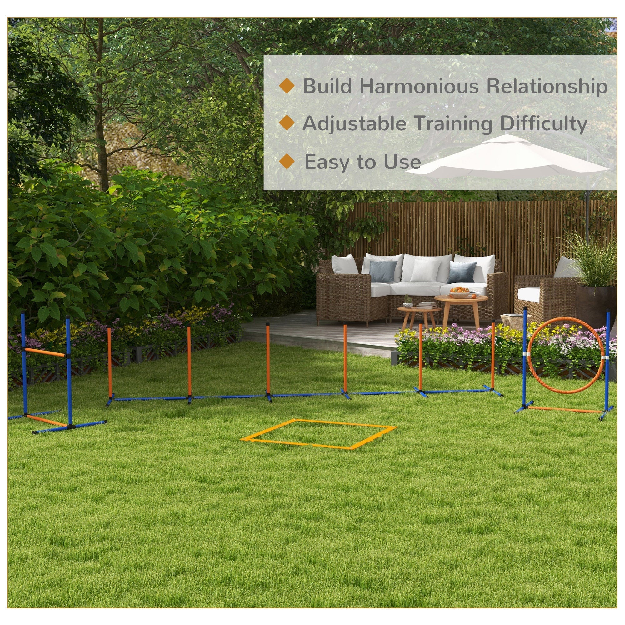 Dog Agility Training Equipment w/ Weave Poles, Adjustable Hurdle, Jump Ring, Pause Box, Whistle, Balls, Carry Bag Dog Agility Training Equipment   at Gallery Canada