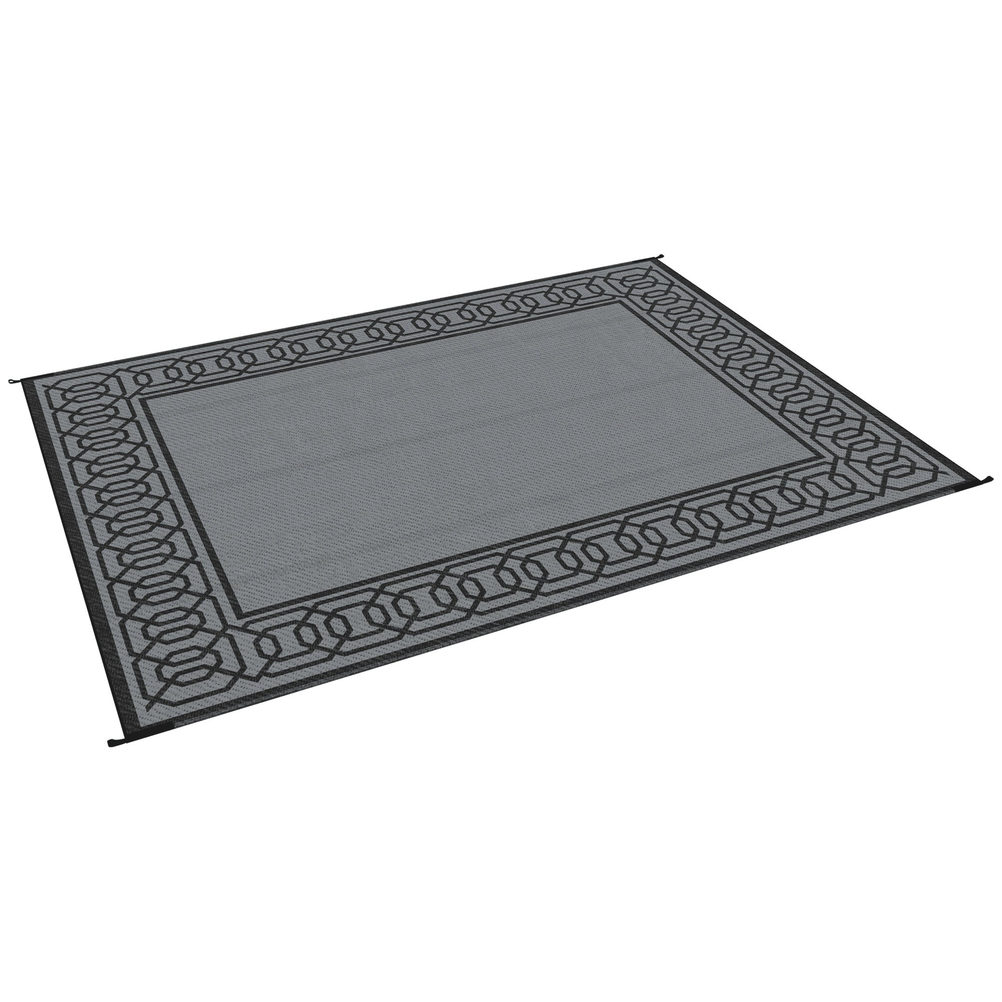Portable Outdoor Rug with Carrying Bag, 9' x 12' Reversible Mat, Waterproof Plastic Straw RV Rug for Backyard, Deck, Picnic, Beach, Camping, Black and Grey Outdoor Reversible Rugs at Gallery Canada