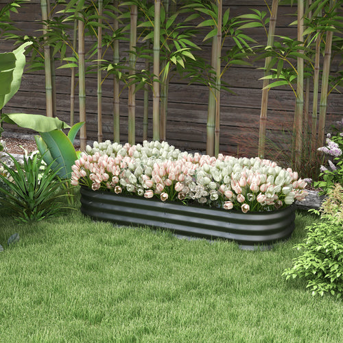 4.9 x 2 x 1ft Galvanized Raised Garden Bed Kit, Metal Planter Box with Safety Edging, Dark Grey