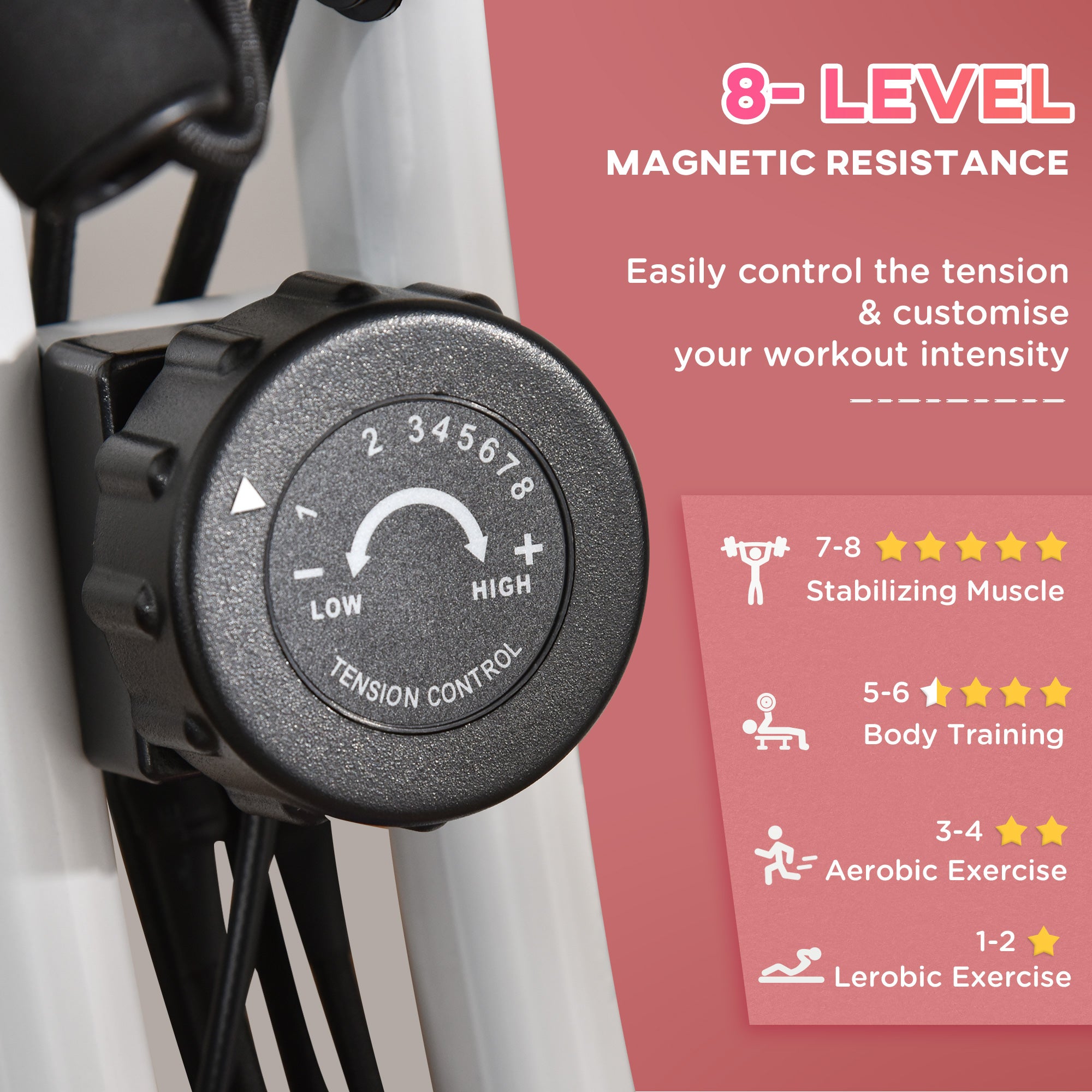 3 in 1 Folding Exercise Bike, Foldable Stationary Bike with 8-Level Magnetic Resistance, Adjustable Seat, Pink Exercise & Stationary Bikes at Gallery Canada