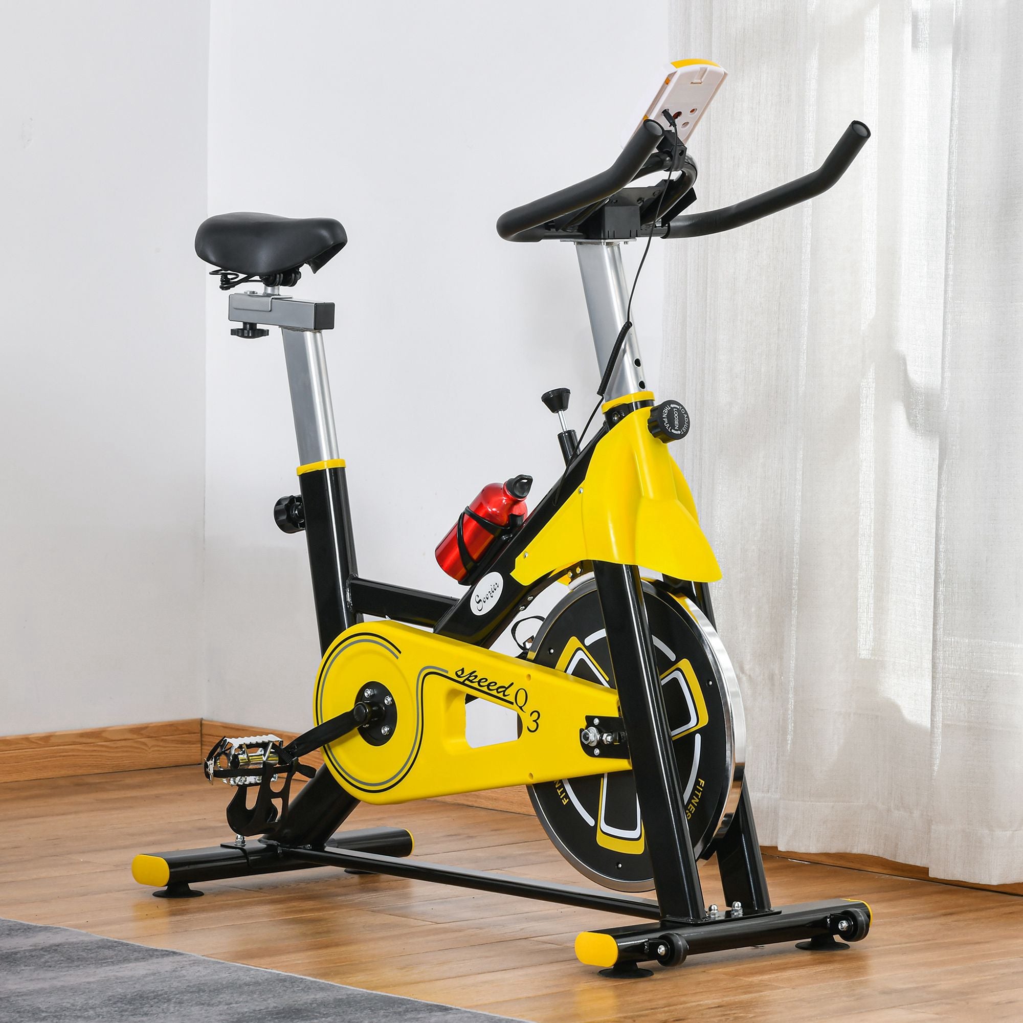 Stationary Exercise Bike, Indoor Cardio Workout Cycling Bike with Belt Drive Adjustable Resistance, Seat, Handlebar w/ LCD Display for Home Gym Exercise & Stationary Bikes at Gallery Canada