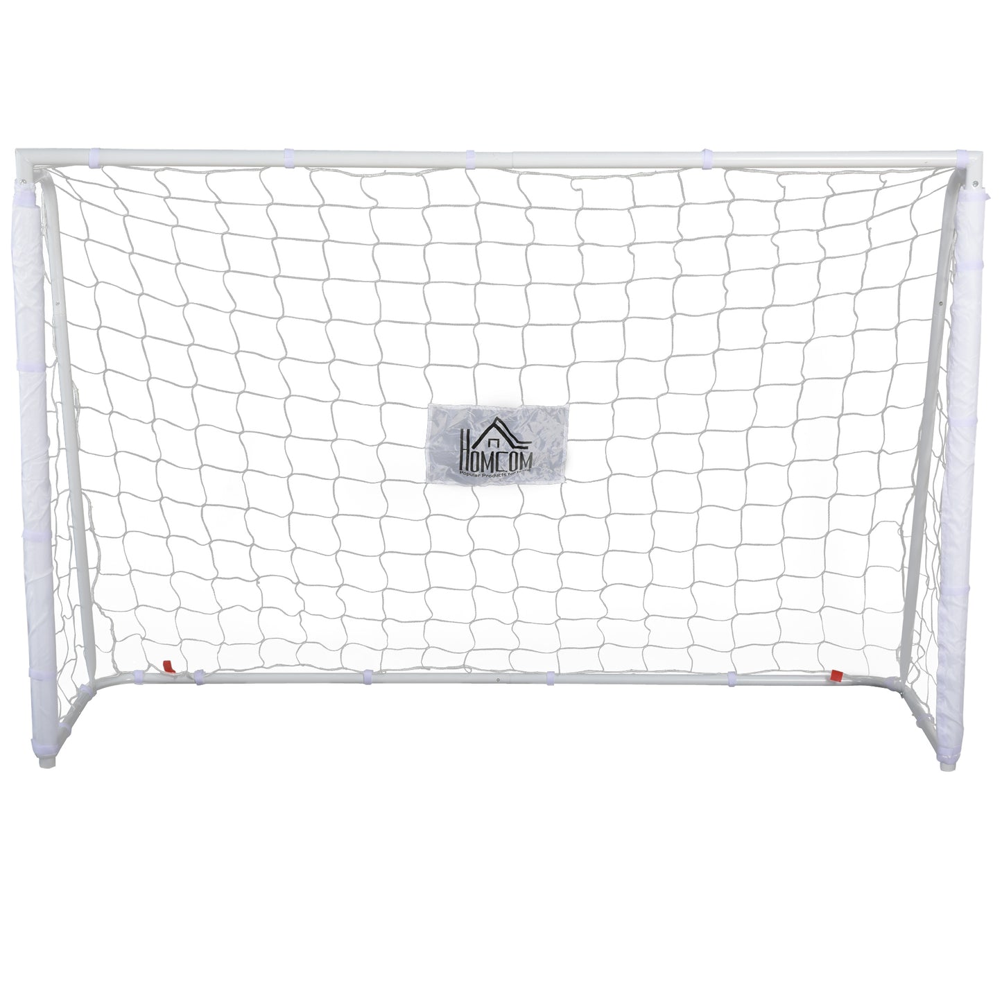 6ft x 4ft Soccer Goal Net with Metal Frame, PE Mesh, Ground Stakes, Easy Assembly, White Football   at Gallery Canada