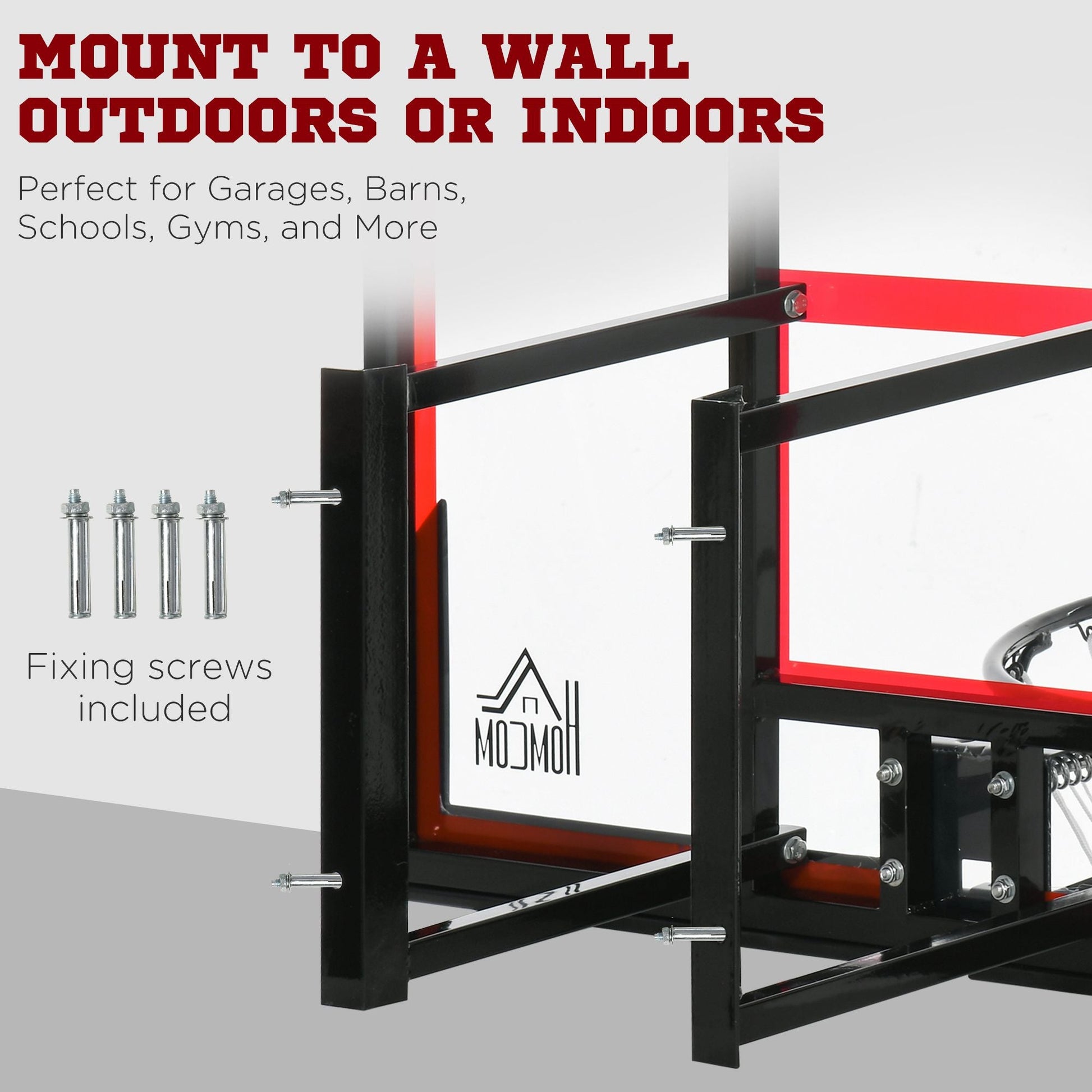 Wall Mounted Basketball Hoop, Backboard and Rim Combo, with 43'' x 30'' Shatter Proof Backboard, Durable Bracket and Net, for Indoor and Outdoor Basketball   at Gallery Canada