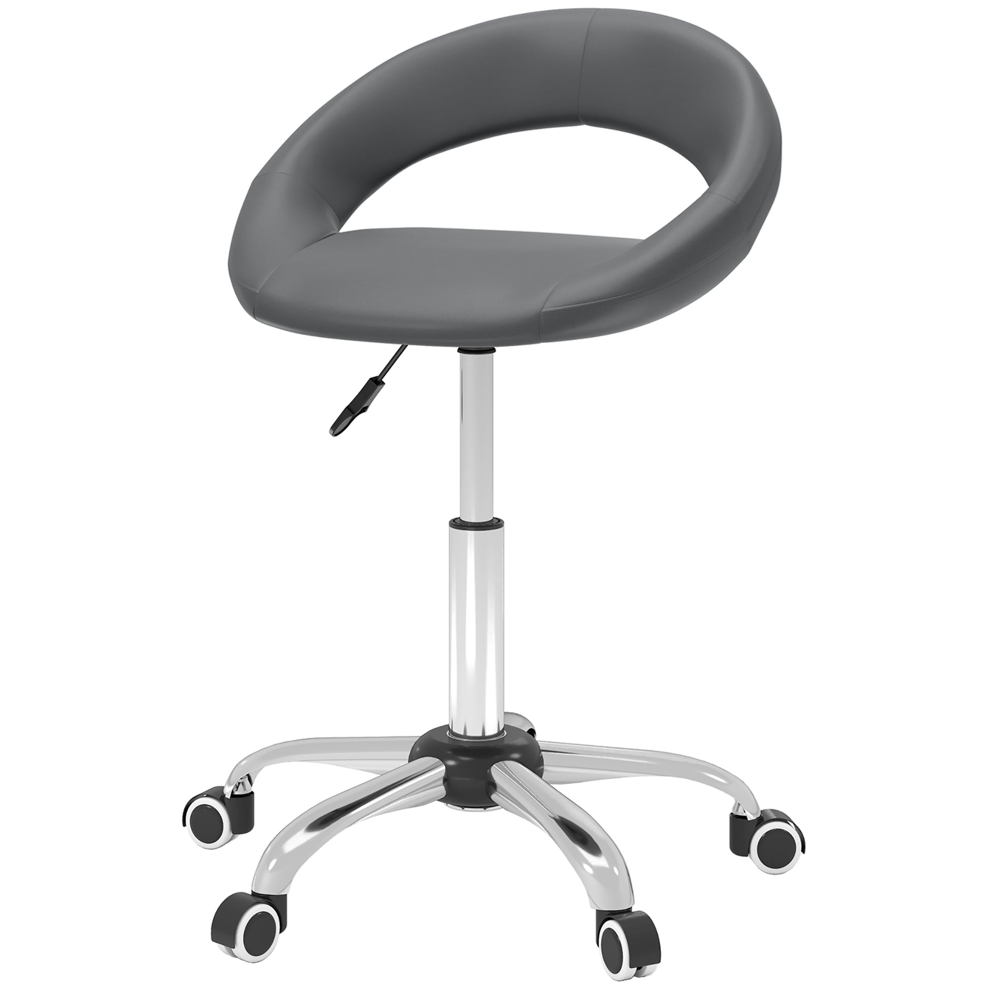 Modern Hydraulic Moon Salon Stool Rolling Swivel Chair Massage Spa Tattoo Pub Bar Stool, Grey Salon Stools   at Gallery Canada