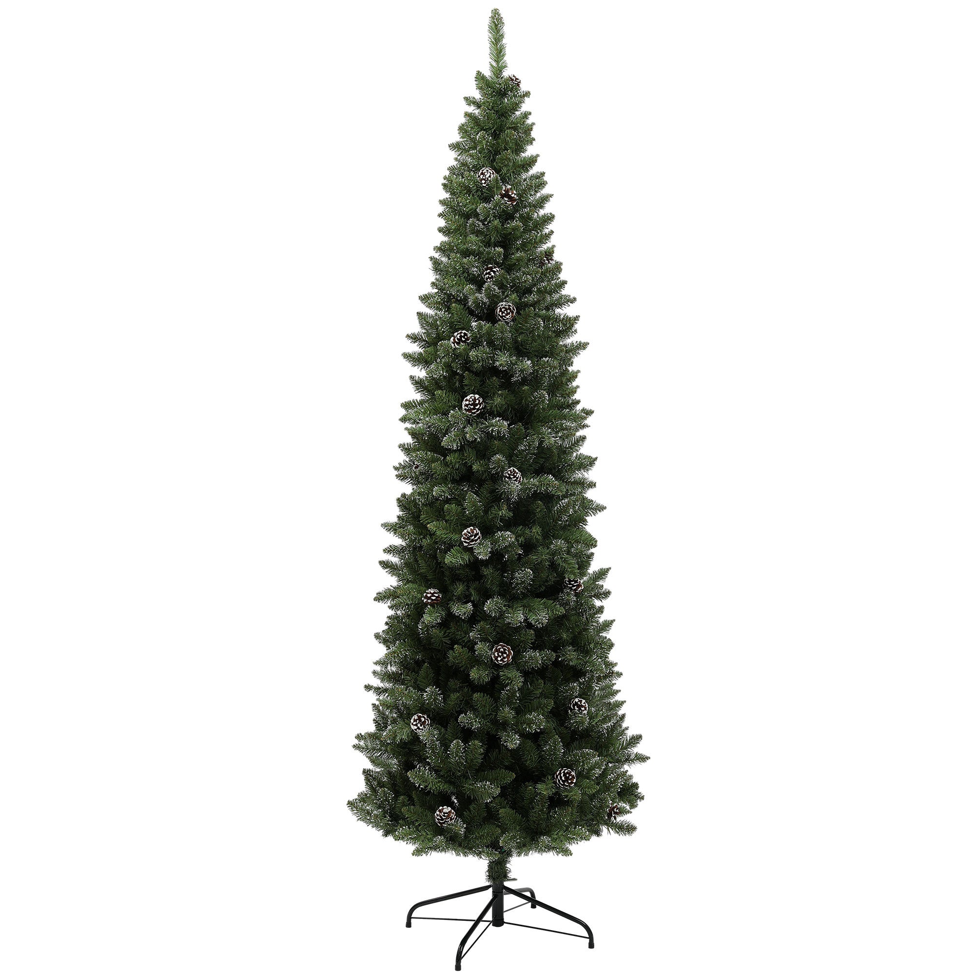 7ft Artificial Pencil Christmas Tree with 980 Branches, Pinecones, Metal Stand, Realistic Xmas Tree for Home Pencil Christmas Trees at Gallery Canada