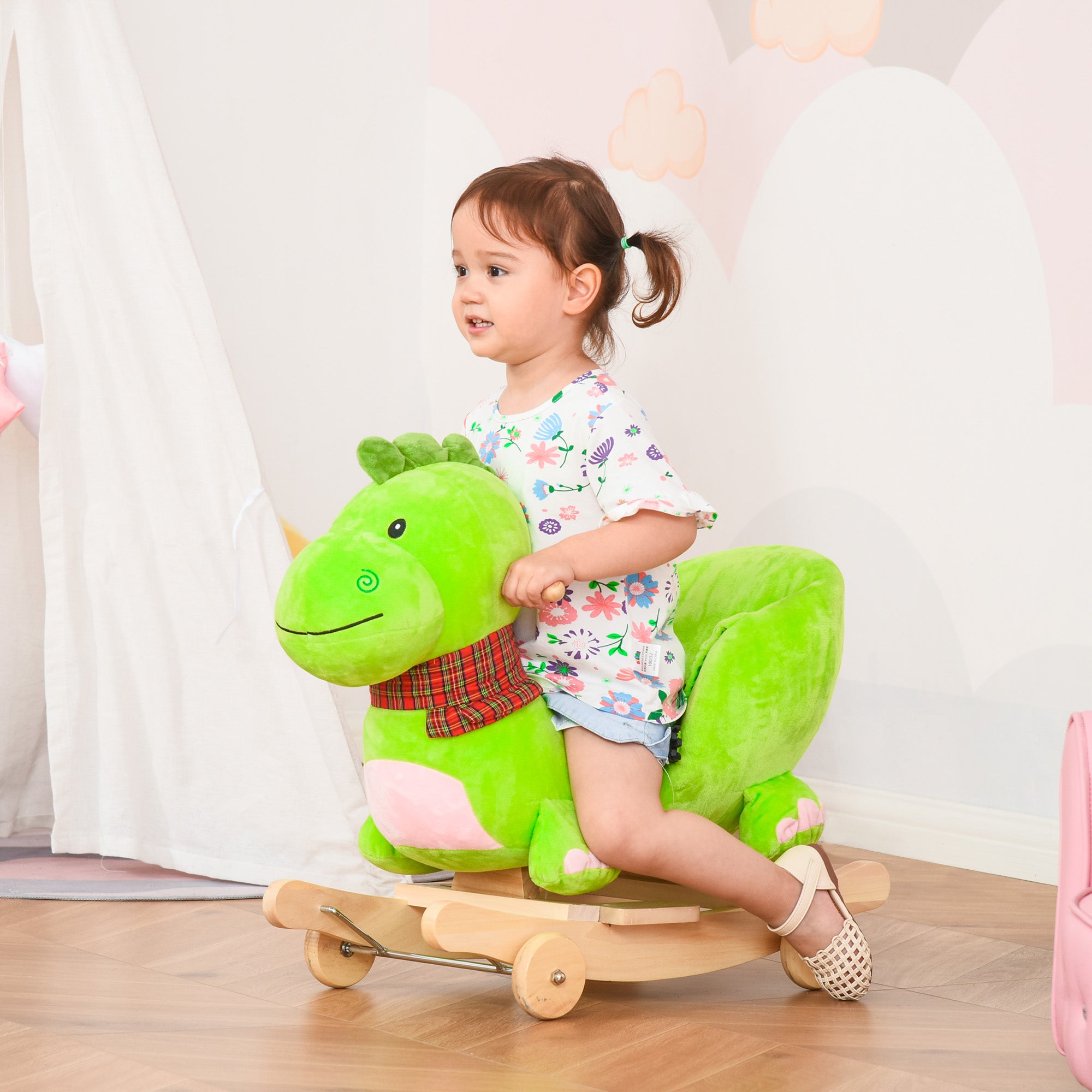 baby rocking horse Kids Interactive 2-in-1 Plush Ride-On Stroller Rocking Dinosaur With Nursery Song Rocking Horse 18+ months Rocking Horses at Gallery Canada