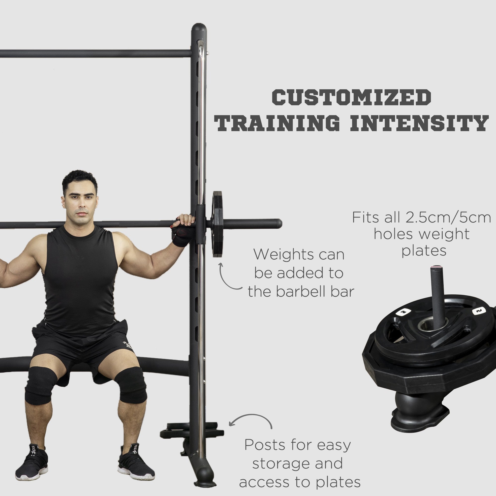 Adjustable Squat Rack with Pull Up Bar and Barbell Bar, Multi-Function Weight Lifting Half Rack for Home Gym Strength Training Power Towers at Gallery Canada
