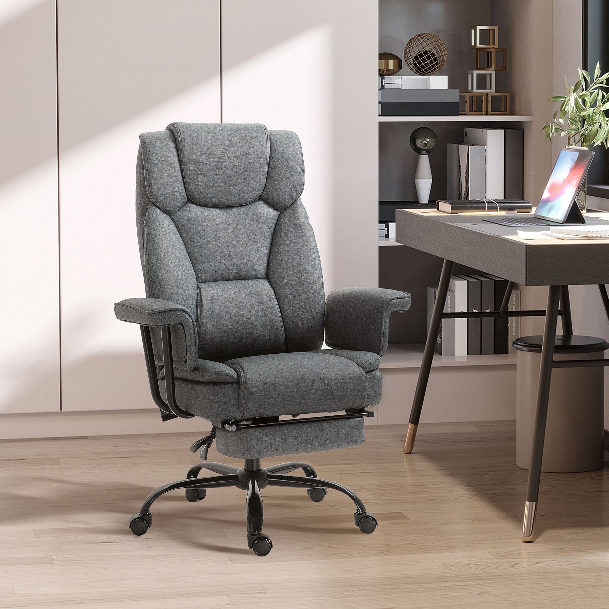 Swivel Reclining Office Chair with Ergonomic with Footrest, Grey Executive & Manager Chairs   at Gallery Canada