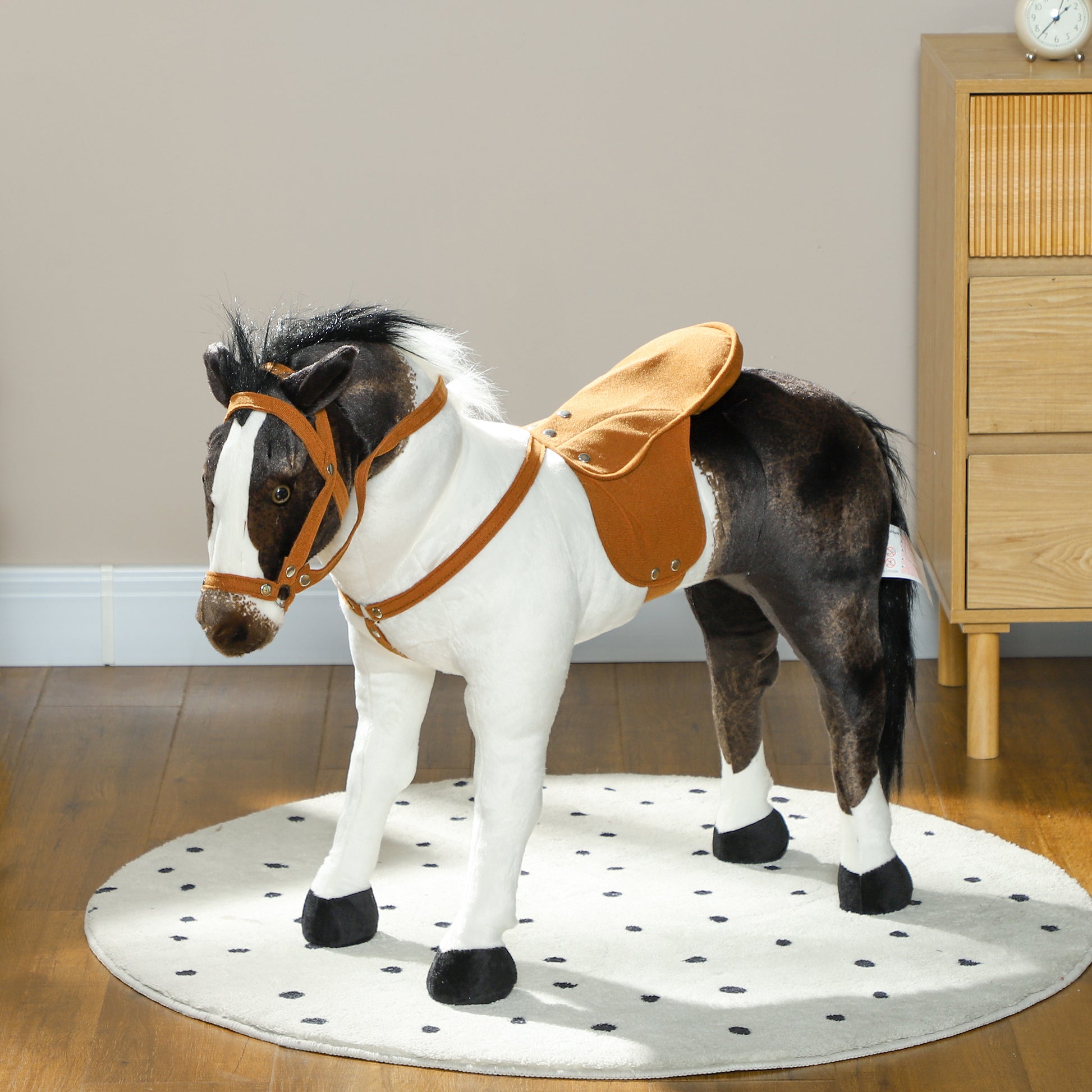 Standing Ride on Horse, Plush Pony Toy for Kids with Neighing Sound, Soft Padding, for Aged 3-8, Brown Rocking Horses   at Gallery Canada