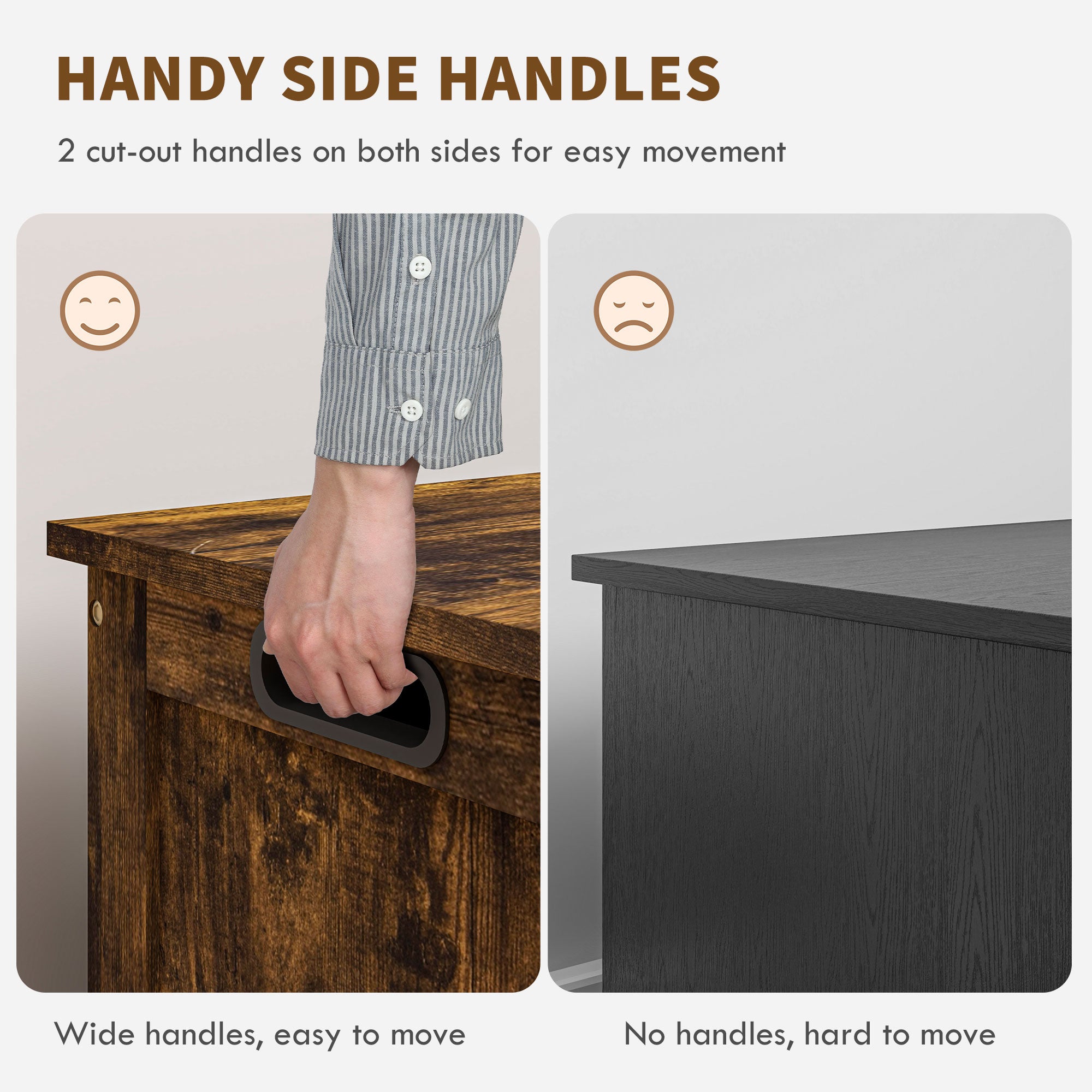 Storage Trunk with 2 Safety Hinges, Modern Entryway Bench with Side Handles, Storage Chest for Living Room, Rustic Brown Storage Ottomans & Benches at Gallery Canada
