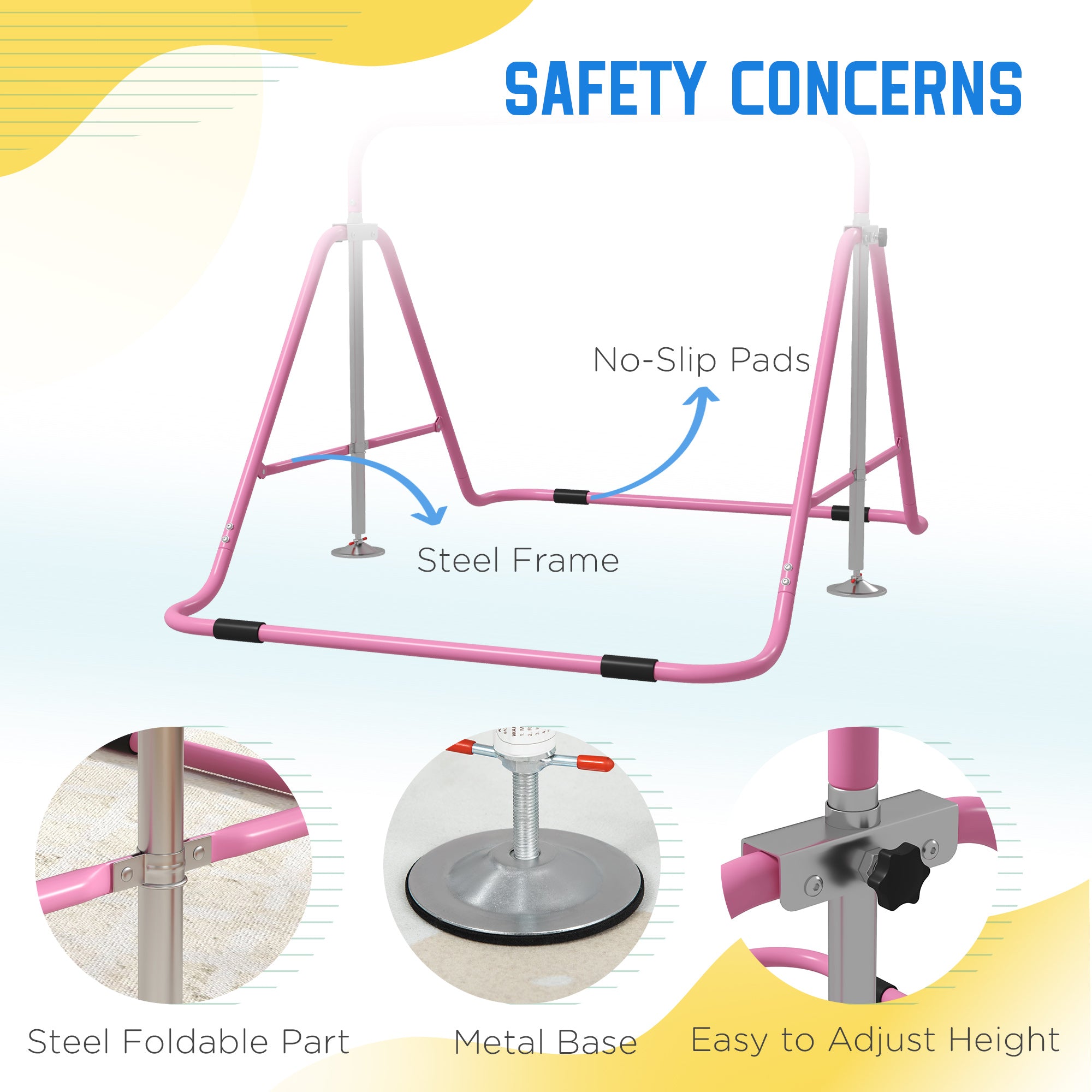 Foldable Gymnastics Bar for Kids, Expandable Gymnastics Equipment with Adjustable Height for Boys Girls, Pink Baby Gym & Playmats at Gallery Canada