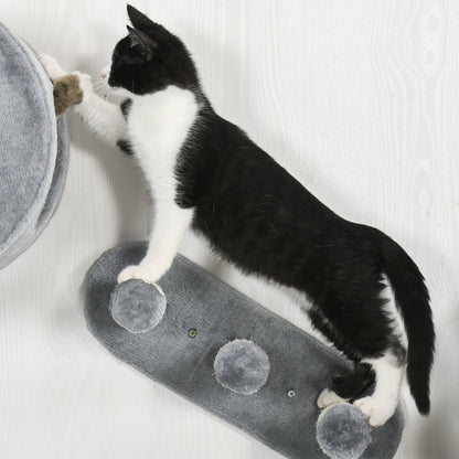 9.3" H Cat Wall Shelves Set with Condo, Cushion, Scratching Post, Grey Cat Climbing Wall   at Gallery Canada