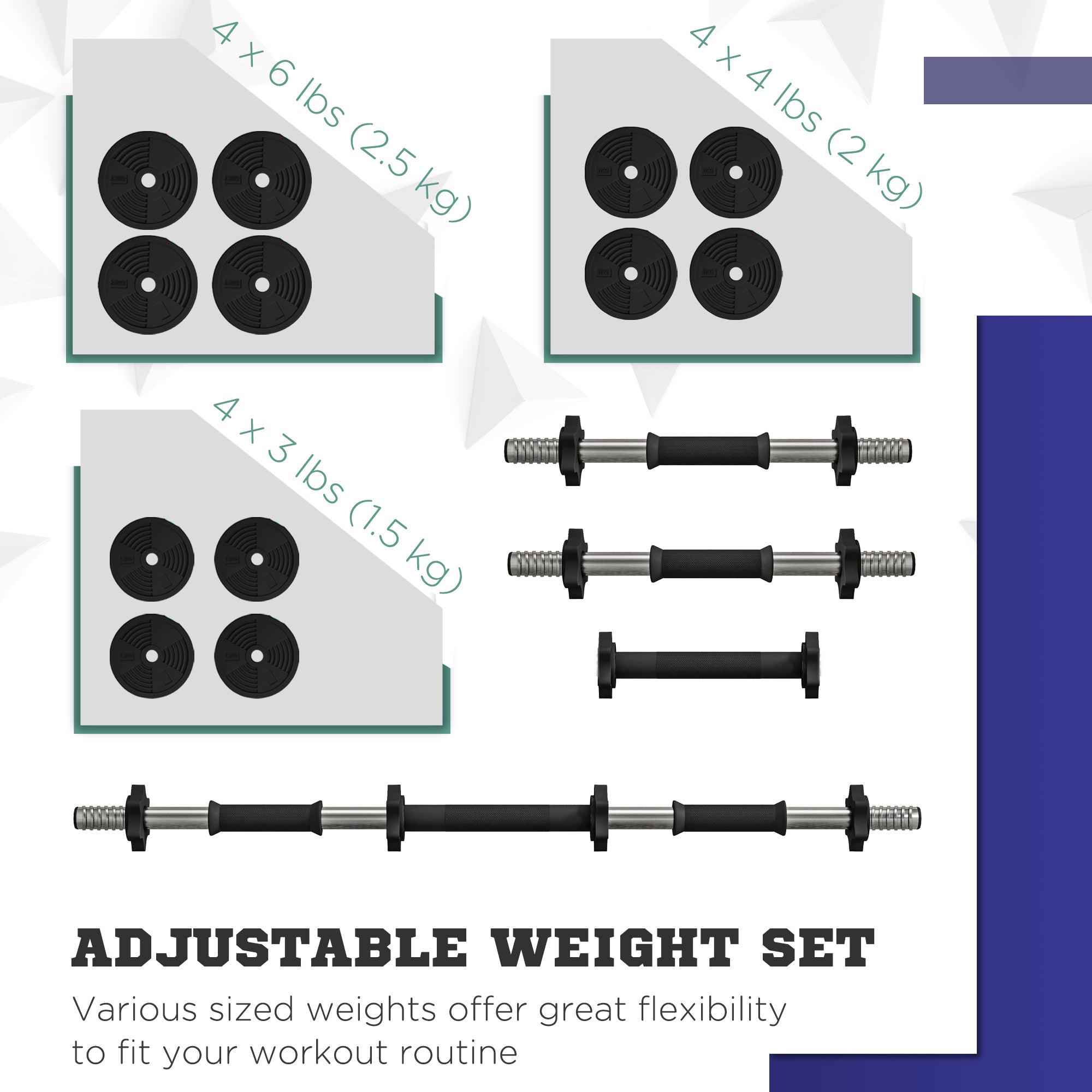 55LBS 2-in-1 Adjustable Barbell &; Dumbbells Set, Weights Set with Non-slip Handles for Men and Women Home Gym Training Dumbbells & Barbells at Gallery Canada