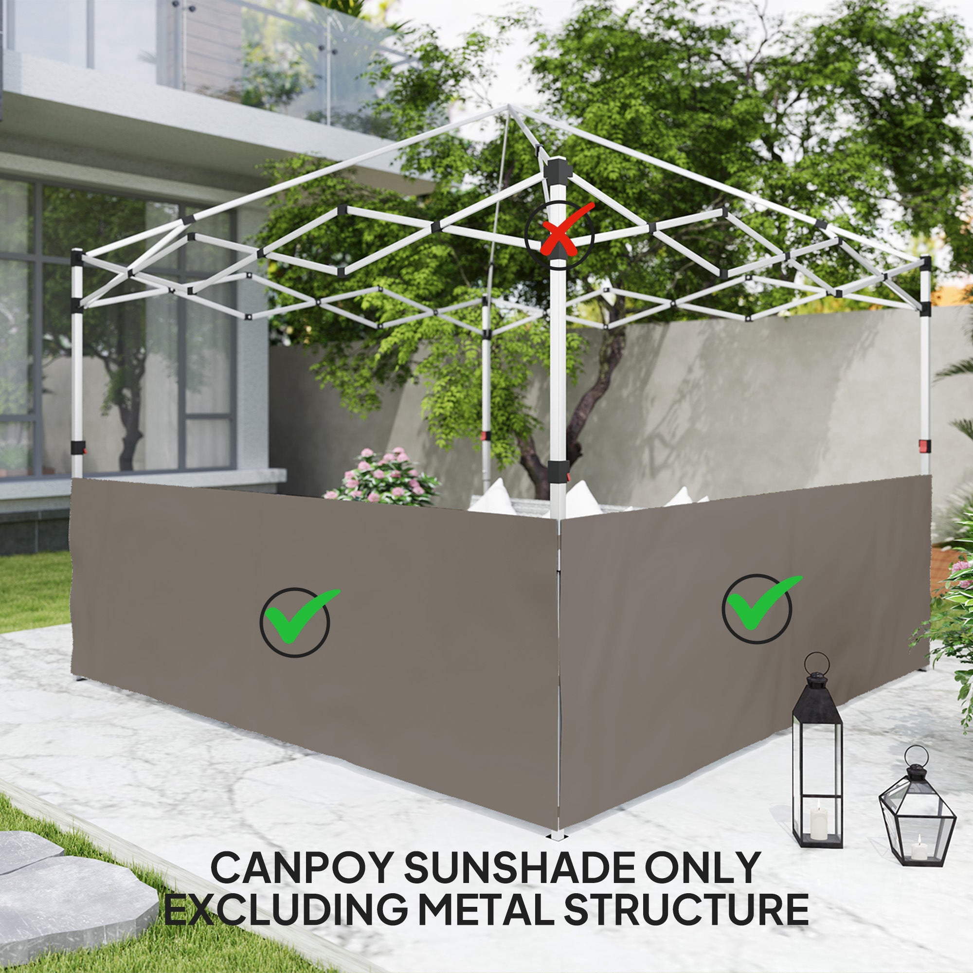 Canopy Sidewalls for 10' x 10' or 10' x 20' Pop up Canopy, 2 PCS Canopy Half Walls Only, Grey Gazebo Sidewalls at Gallery Canada