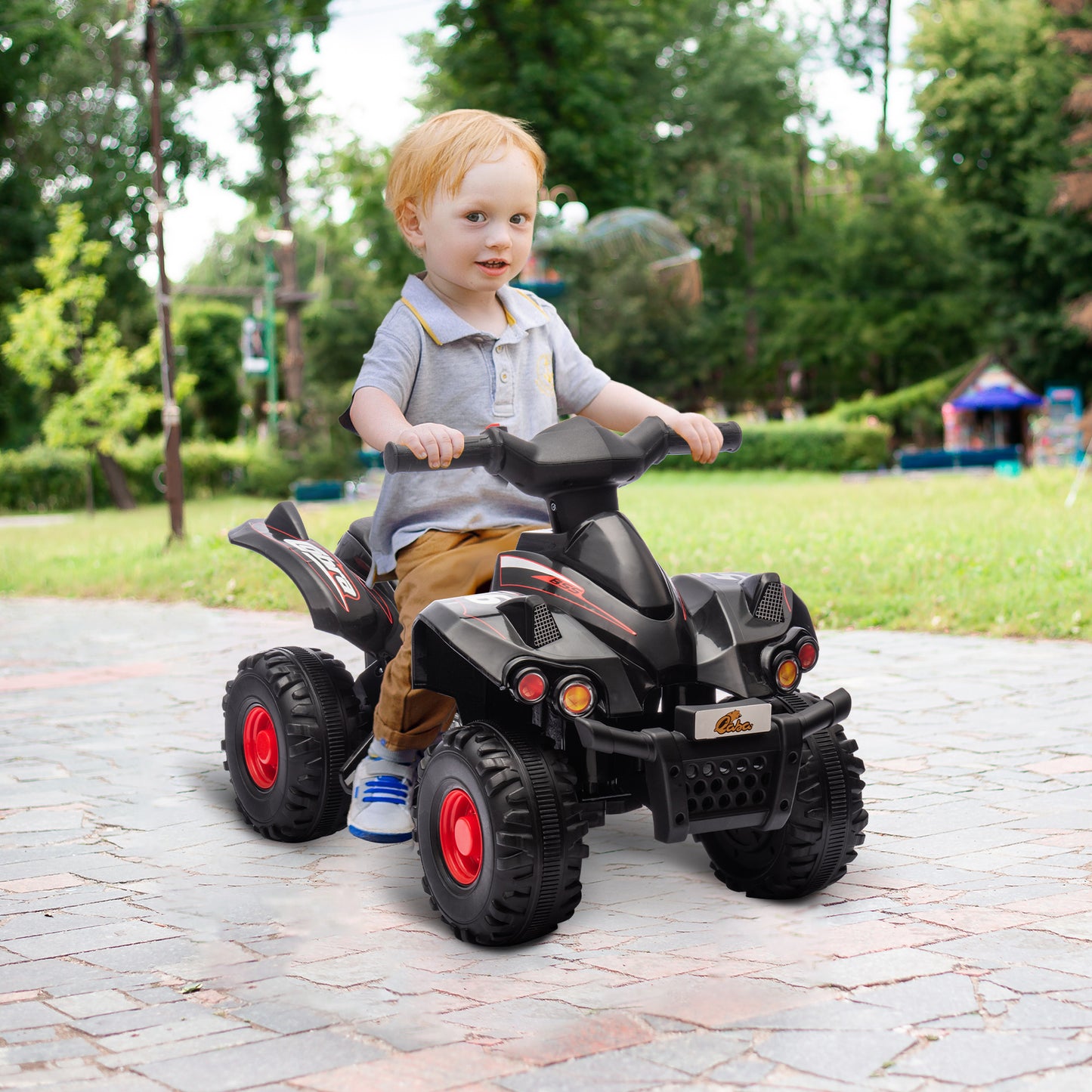 6V Kids ATV Quad w/ Music, Forward, for 2-6 Years, Black Electric Toy Cars Black  at Gallery Canada