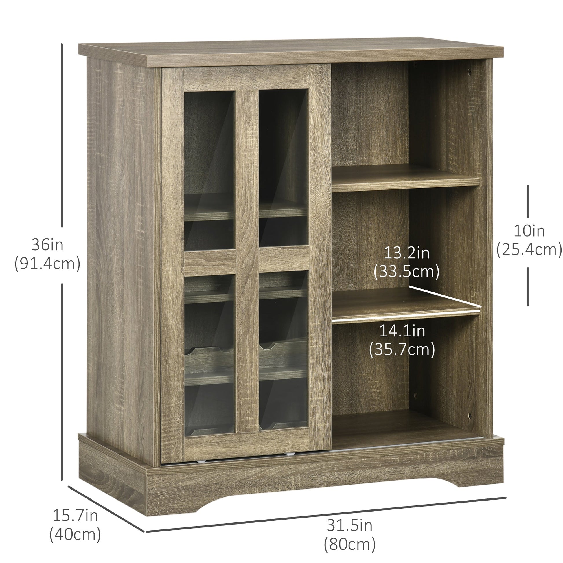 Buffet Table Sideboard and Buffet with Wine Racks Sliding Glass Door Storage Shelves for Living Room Gray Bar Cabinets   at Gallery Canada