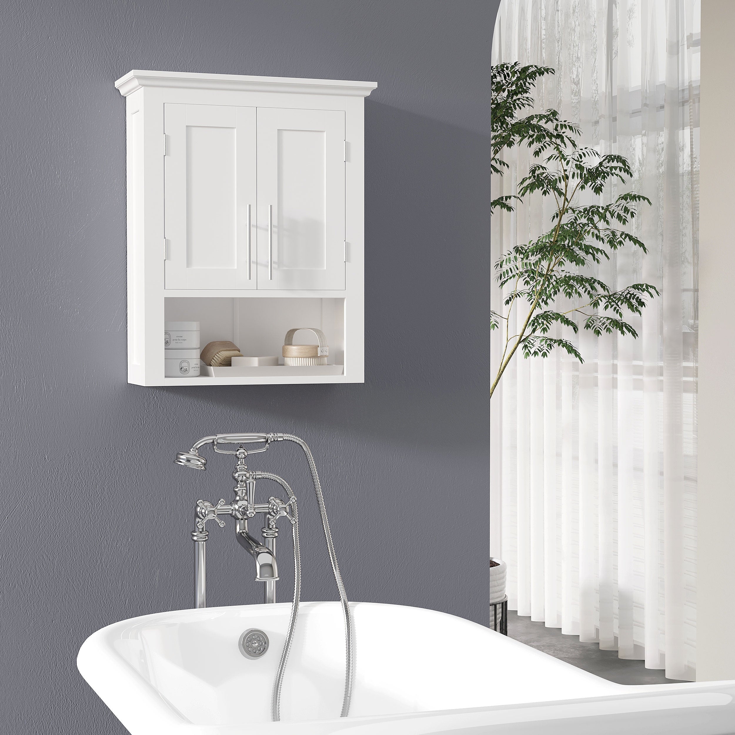 Bathroom Wall Cabinet, Medicine Cabinet, Over Toilet Storage Cabinet with Shelf for Living Room and Entryway, White Wall Mounted Cabinets   at Gallery Canada