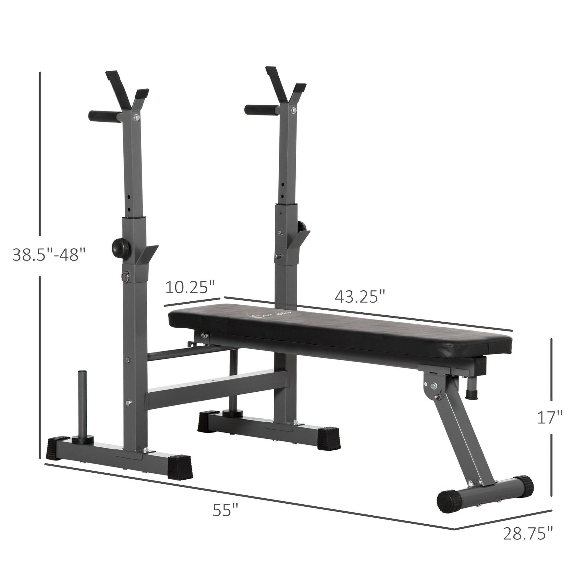 Adjustable Weight Bench, Foldable Bench Press with Barbell Rack and Dip Station for Home Gym, Strength Training Multiuse Workout Bench, Black and Grey Weight Benches   at Gallery Canada