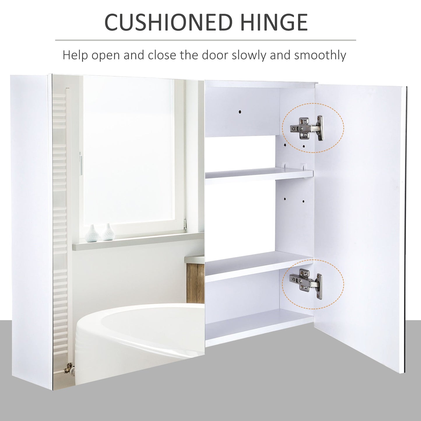 Bathroom Mirror Cabinet, Wall-Mounted Storage Organizer with Double Doors, Adjustable Shelf, White Mirror Medicine Cabinets   at Gallery Canada