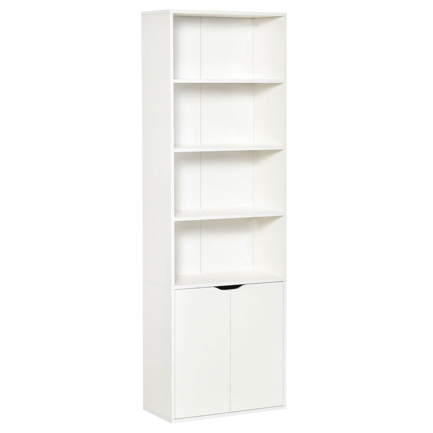 4-Tier Open Bookshelf with Doors Modern Home Office Bookcase Storage Cabinet for Living Room Bathroom Study, White White Bookshelves White  at Gallery Canada