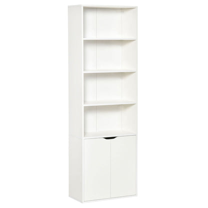 4-Tier Open Bookshelf with Doors Modern Home Office Bookcase Storage Cabinet for Living Room Bathroom Study, White White Bookshelves White  at Gallery Canada